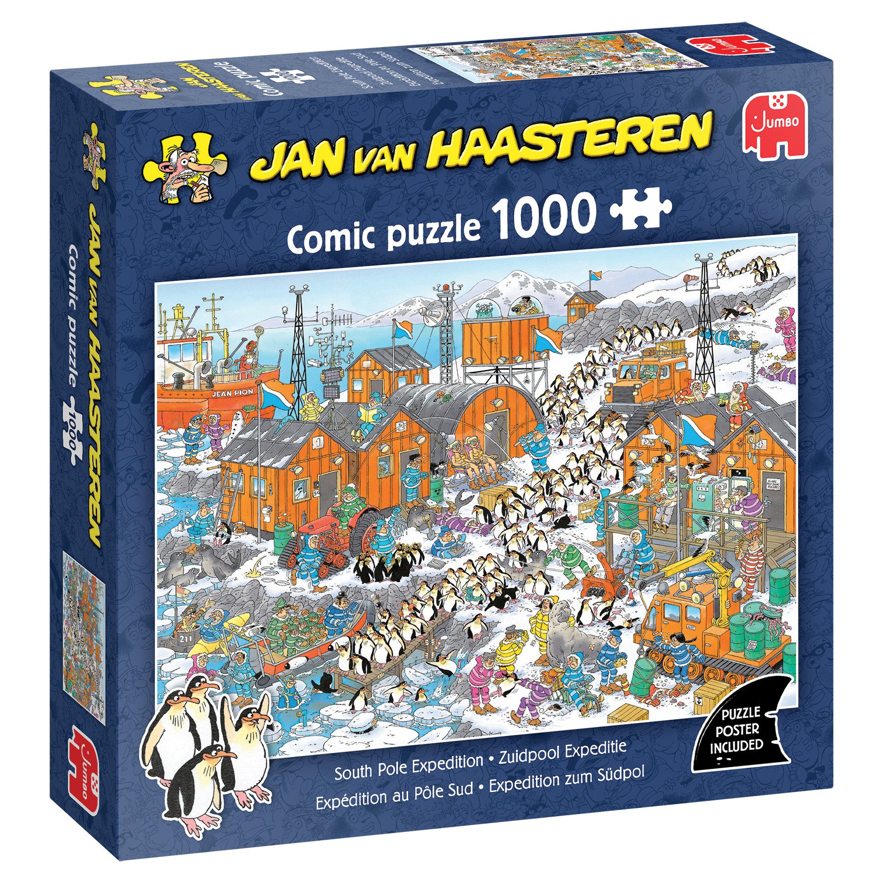 Jan van Haasteren Puzzle Jan van Haasteren, Expedition zum Südpol, 1000 Teile Puzzle, 1000 Puzzleteile, Mit Poster