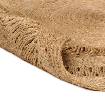 Teppich Jute Handgeflochten 150 cm Rund, furnicato, Runde