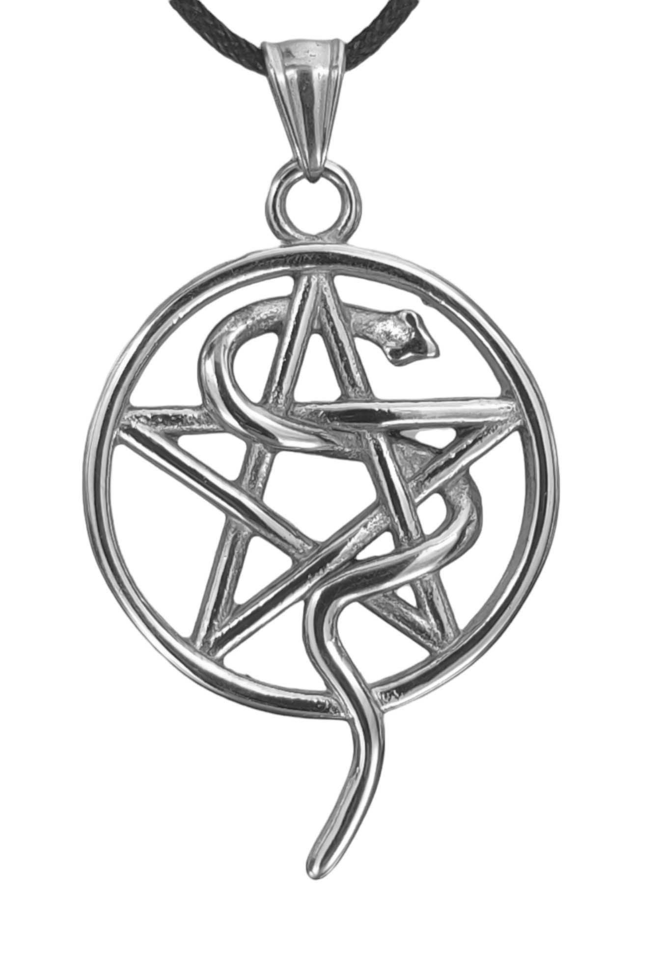 Kettenanhänger Pentagramm Schlange weiße Magie Schutz Pentagram Anhänger Edelstahl