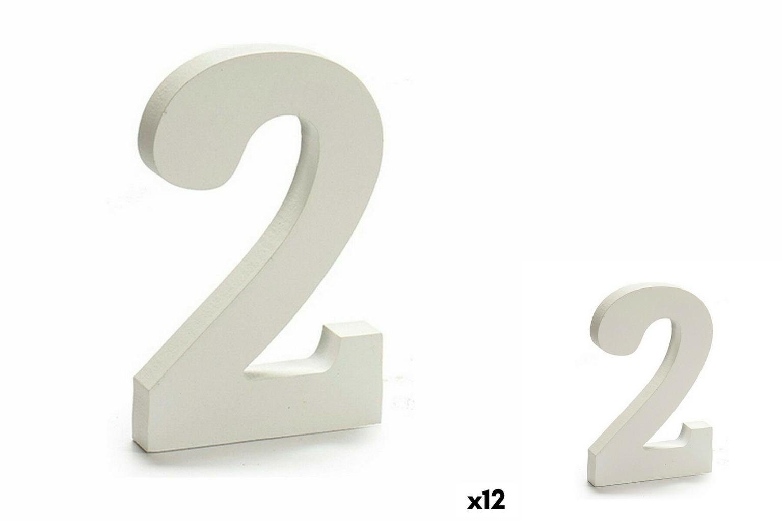 Pincello Dekoobjekt Zahle 2 Holz Weiß 1,8 x 21 x 17 cm 12 Stück