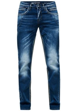 Rusty Neal Straight-Jeans mit trendigen Kontrastnähten