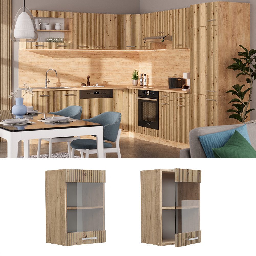 Vicco Glashängeschrank R-Line, Artisan-Eiche/Goldkraft Eiche, 40 günstig online kaufen