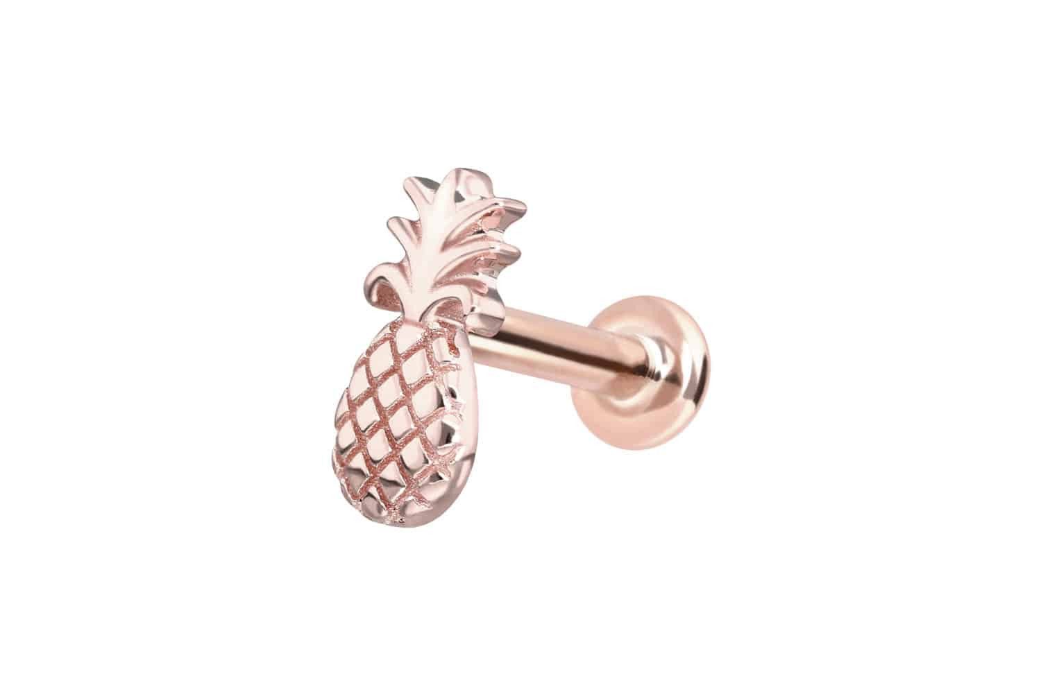 Piercing-Set 14 Karat Gold Labret mit Innengewinde ANANAS