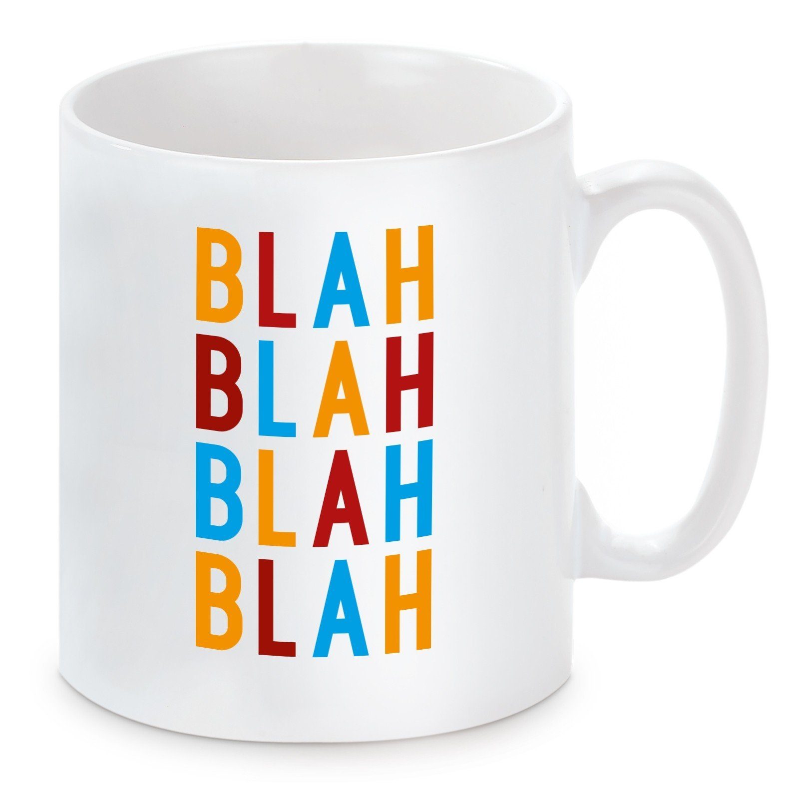 Herzbotschaft Tasse Kaffeebecher mit Motiv BLAH BLAH BLAH, Keramik, Kaffeetasse spülmaschinenfest und mikrowellengeeignet