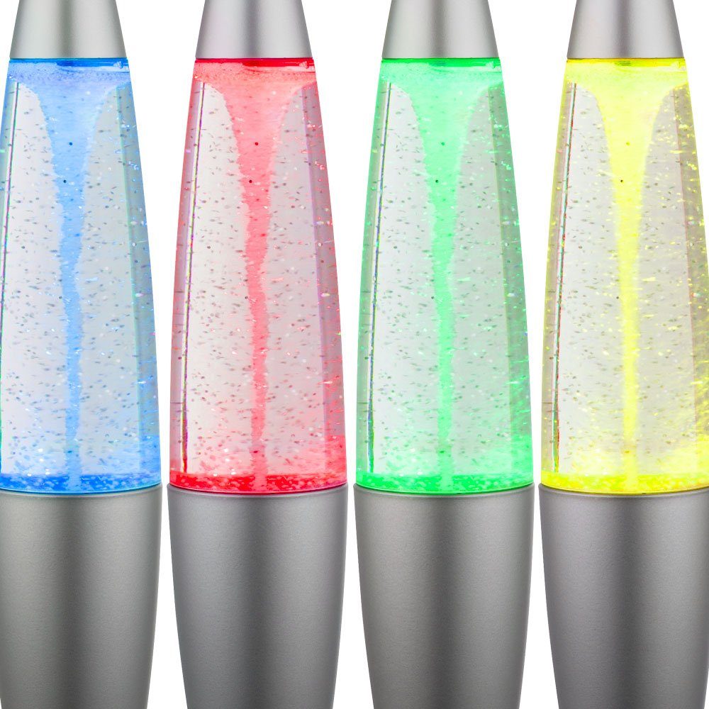 GLOBO LIGHTING Lavalampe, LED-Leuchtmittel fest verbaut, Farbwechsel, Farbig, LED Lavalampe Glitzer Tischleuchte Farbwechsel Glitter …