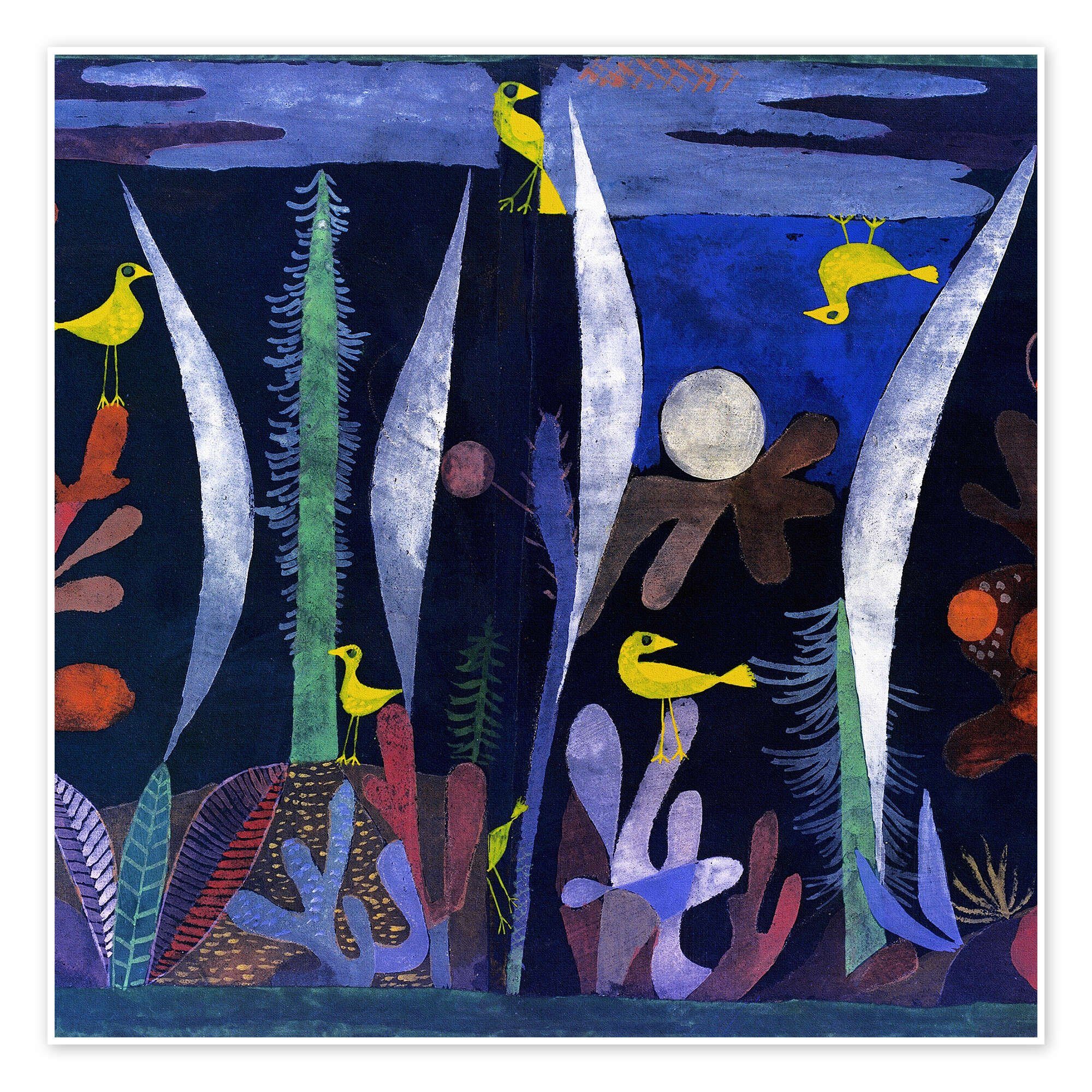 Posterlounge Wandbild Landschaft mit gelben Vögeln, Paul Klee, erhältlich als Poster, Leinwandbild, Wandsticker oder Acrylglasbild