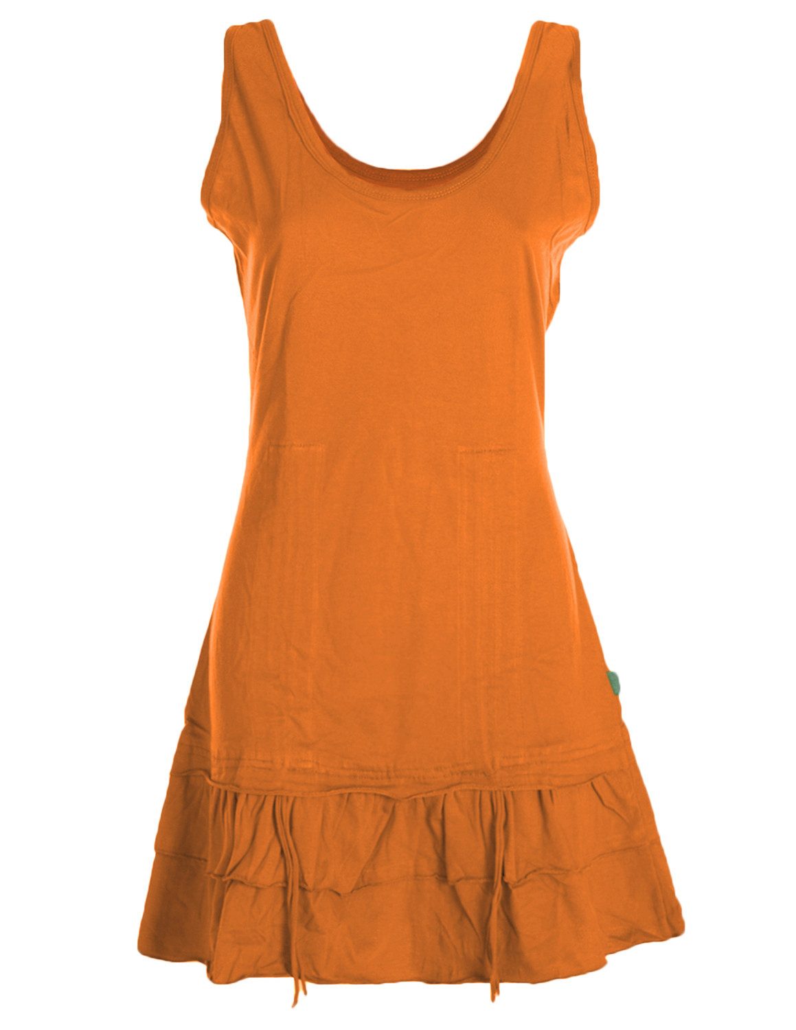 Vishes Minikleid Damen Baumwolle Trägerkleid Raffung Volant Verstellbar Boho Alternative Mode, Boho, Hippie, Ethno, Festival