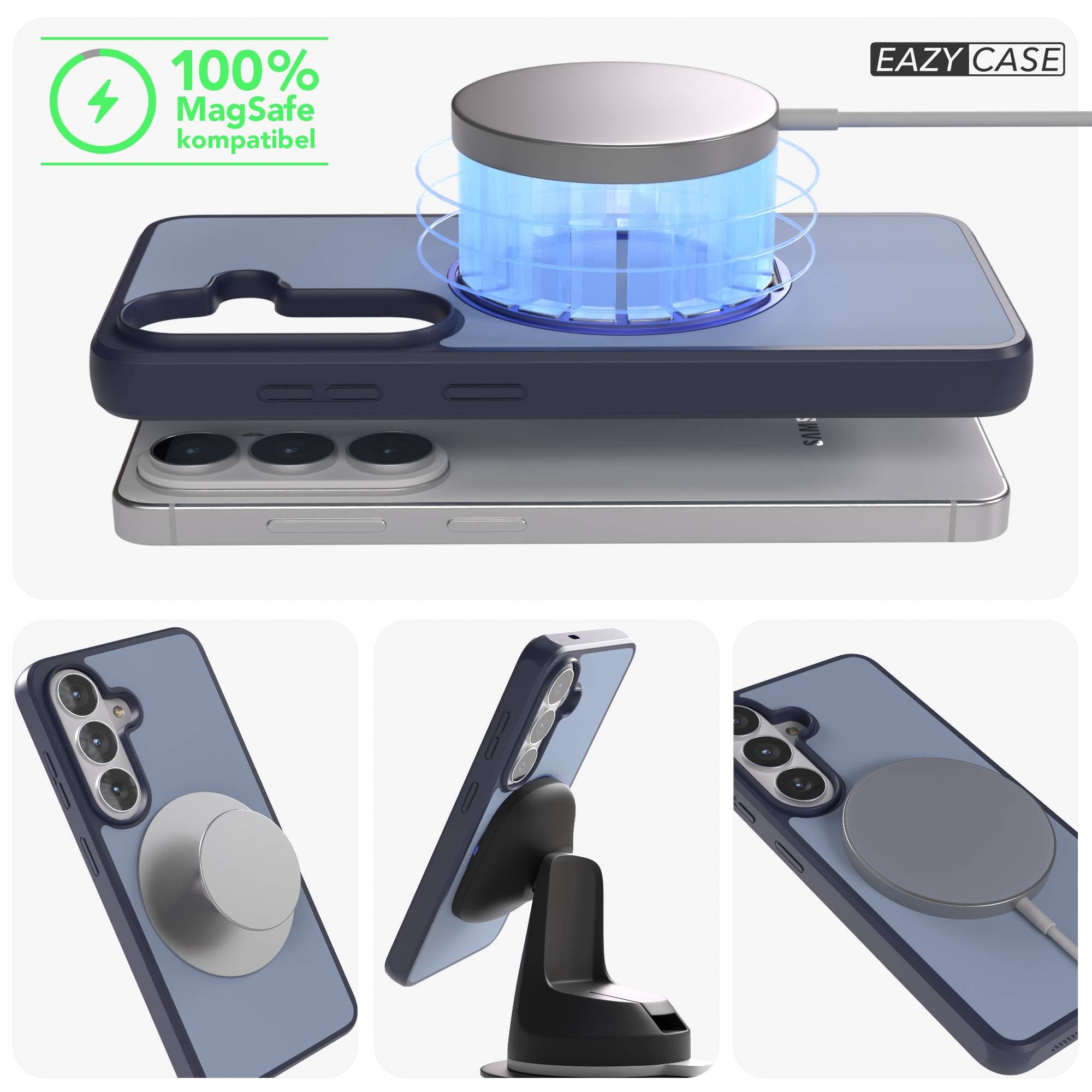 EAZY CASE Handyhülle Outdoor Galaxy S26 Case mit MagSafe Rotation Ring 6,3 Zoll, Outdoor Handy Hülle mit Rotation Ring Stoßfest aufstellbar Dunkelblau – Bild 4 von 5