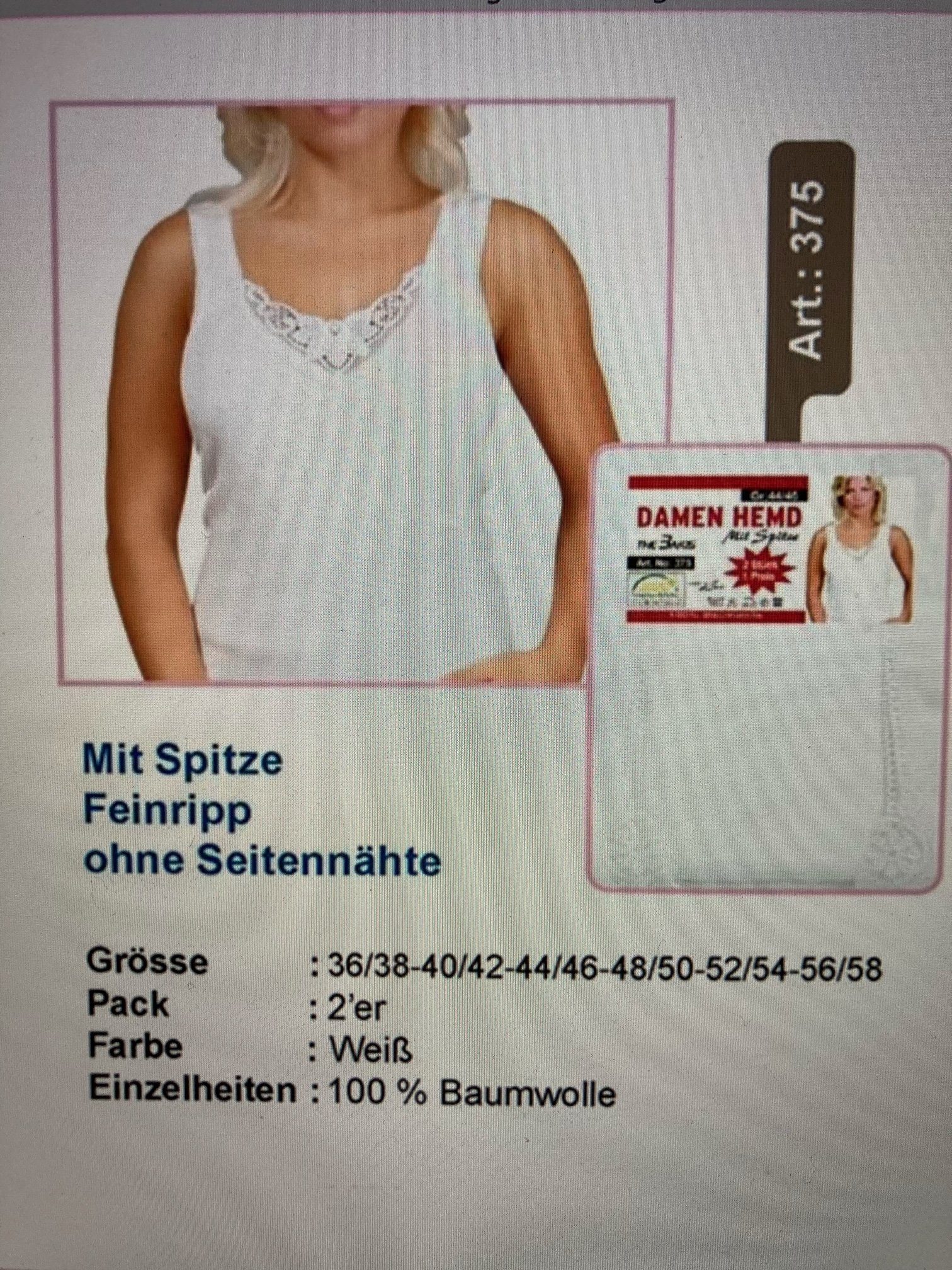 cwonlineshop Unterhemd »Damen Unterhemd weiß (2 Stück), mit schöner Spitze  vorn Qualitätsware extra lang 2er-Pack«, 100% Baumwolle online kaufen | OTTO