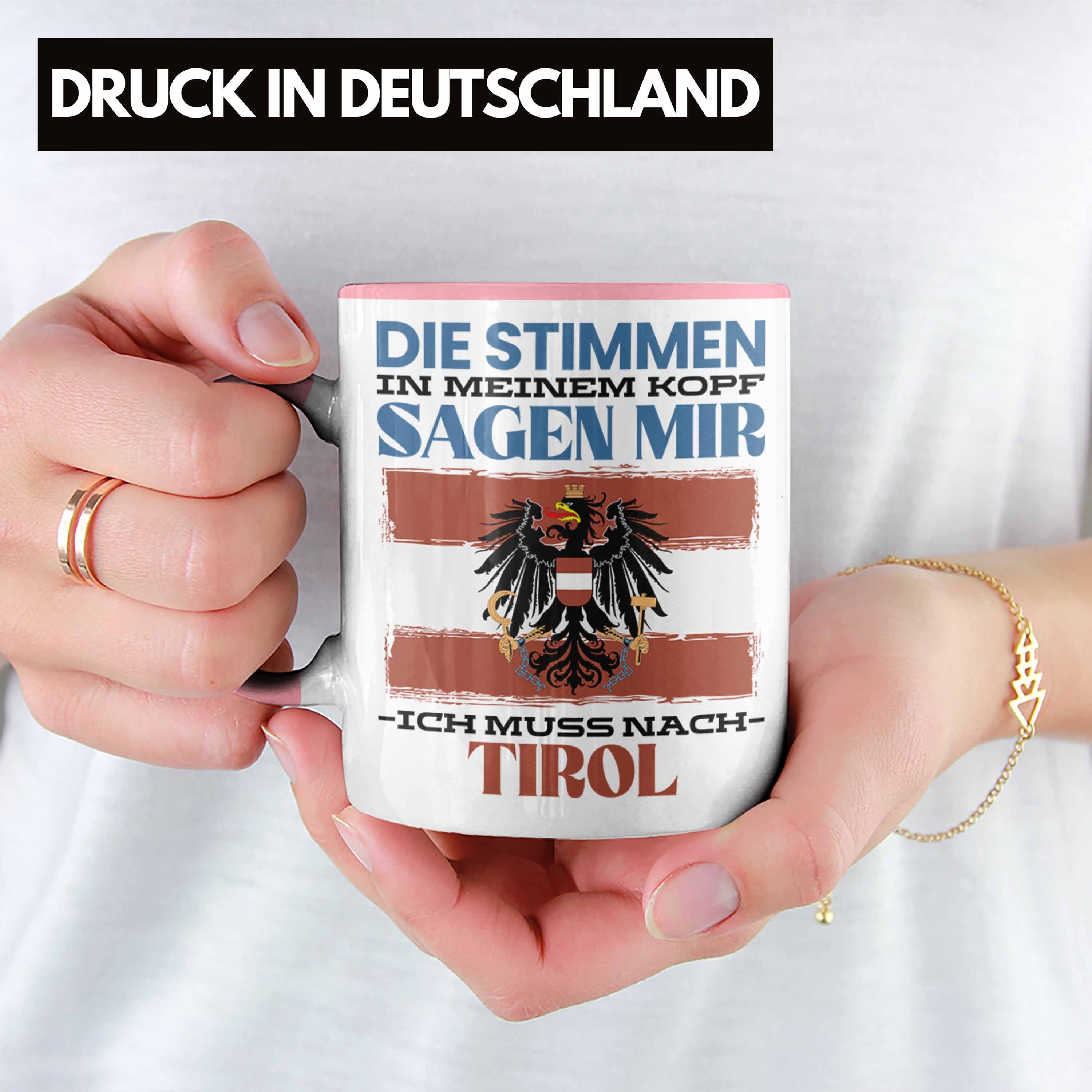 Trendation Tasse Tirol Tasse Urlaub Geschenkidee Heimat Spruch Geschenk Österreich Rosa