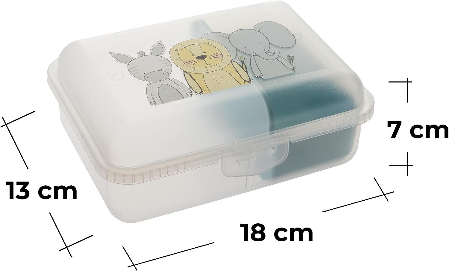 Centi Lunchbox Brotdose Kinder mit Fächern und mit Trenneinleger, Kunststoff, (Set, 2-tlg., 7x18x13 cm), Brotzeitbox mit Klickverschluss