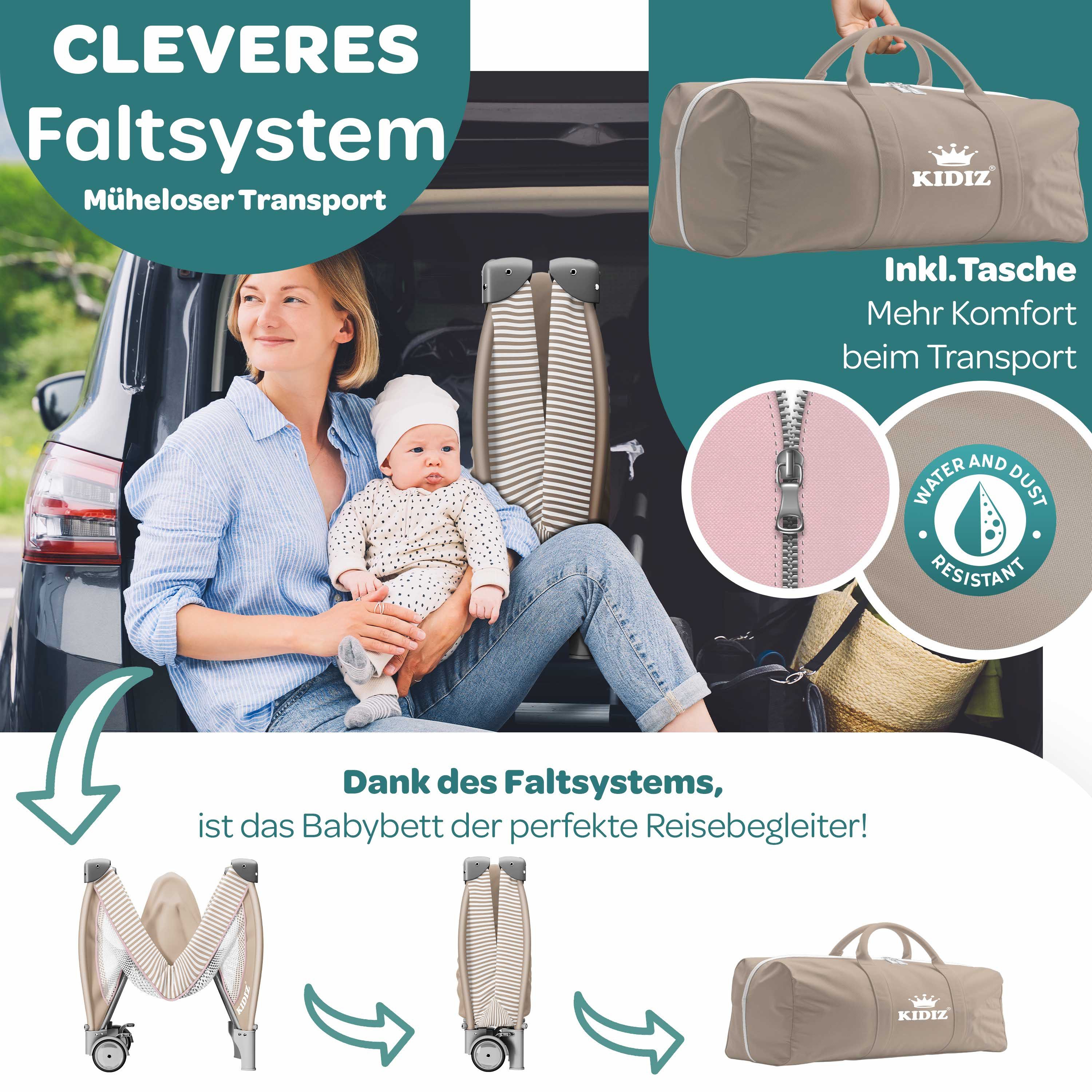 KIDIZ Baby-Reisebett, Babybett Kombi Set mit Matratze & Wickelauflage ab Geburt bis 15 kg