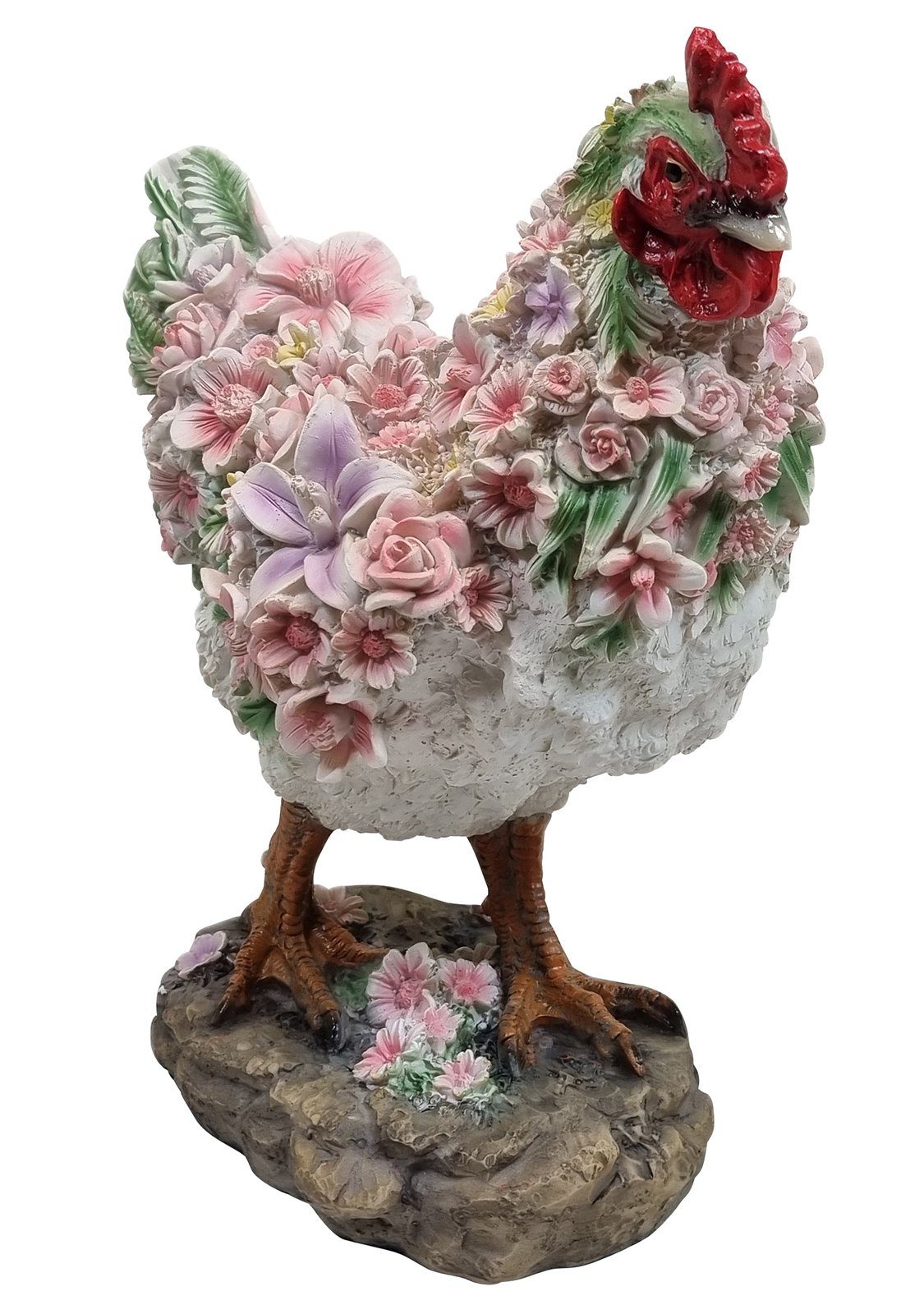 Fachhandel Plus Gartenfigur Dekofigur (1 Blumen St) mit Huhn stehend