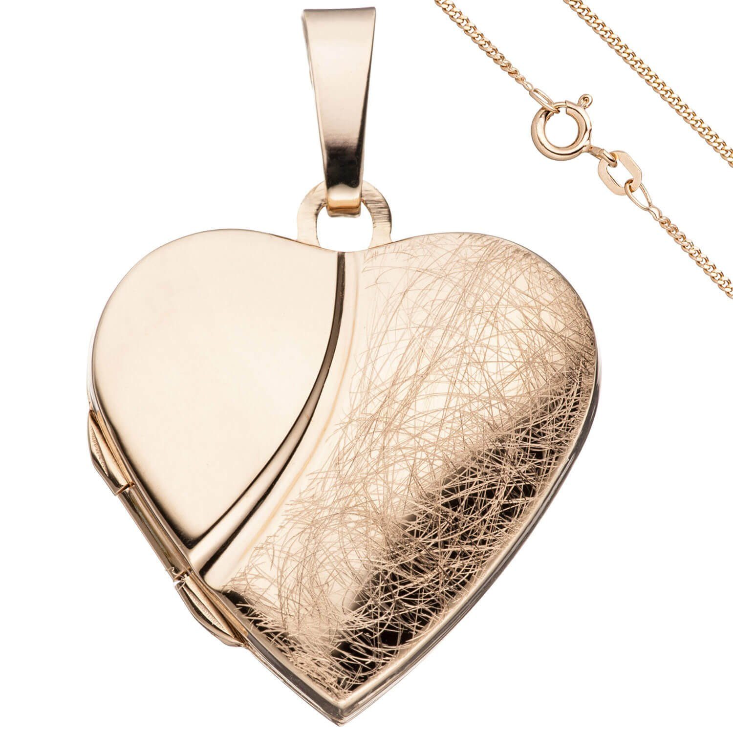 Günstiger Online-Verkauf 2024 Schmuck Krone Silberkette Schmuck-Set Medaillon auf 925 1,3mm Silber 45cm Herz rotvergoldet, Panzerkette