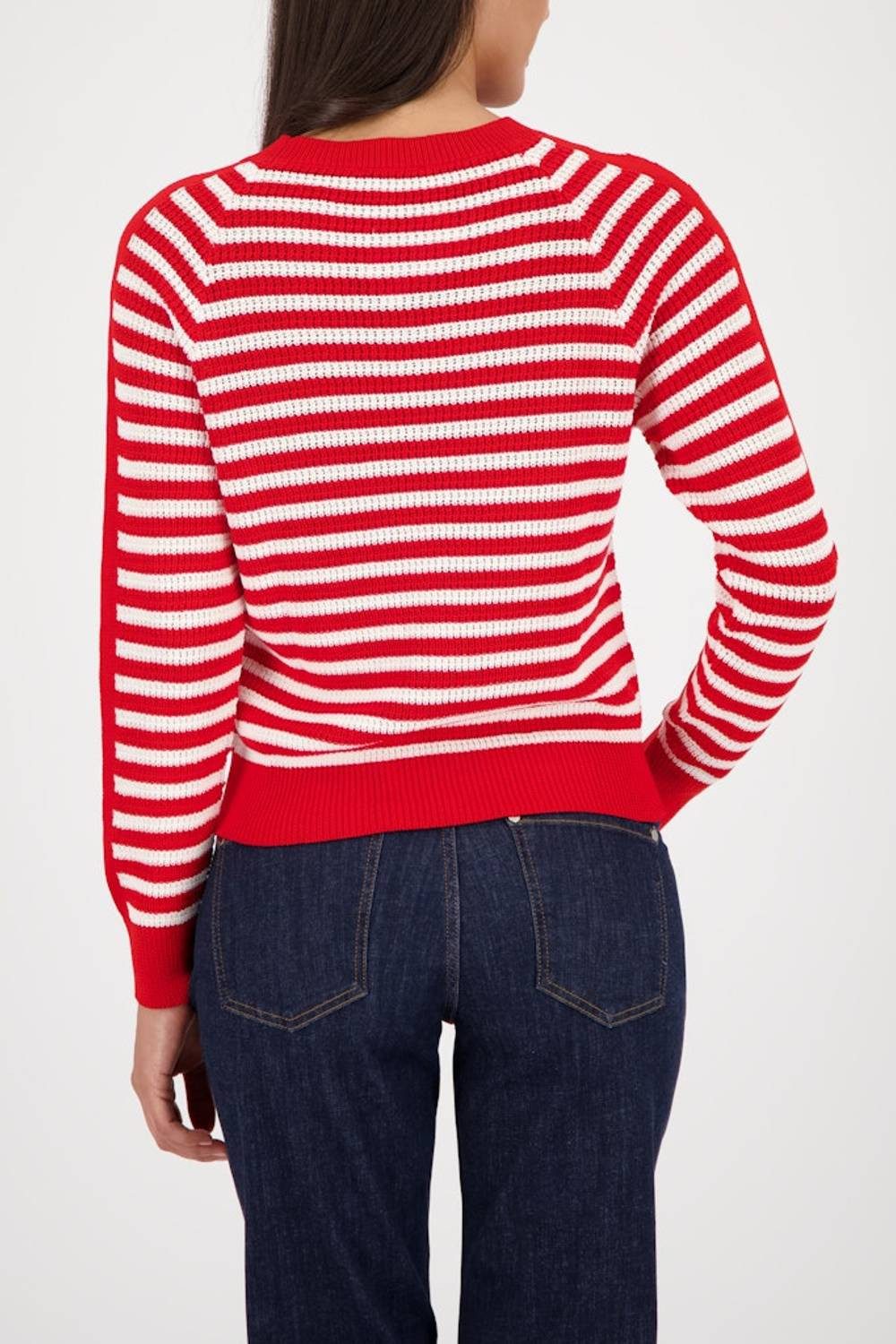 Monari Rundhalspullover 410217 Streifendetail