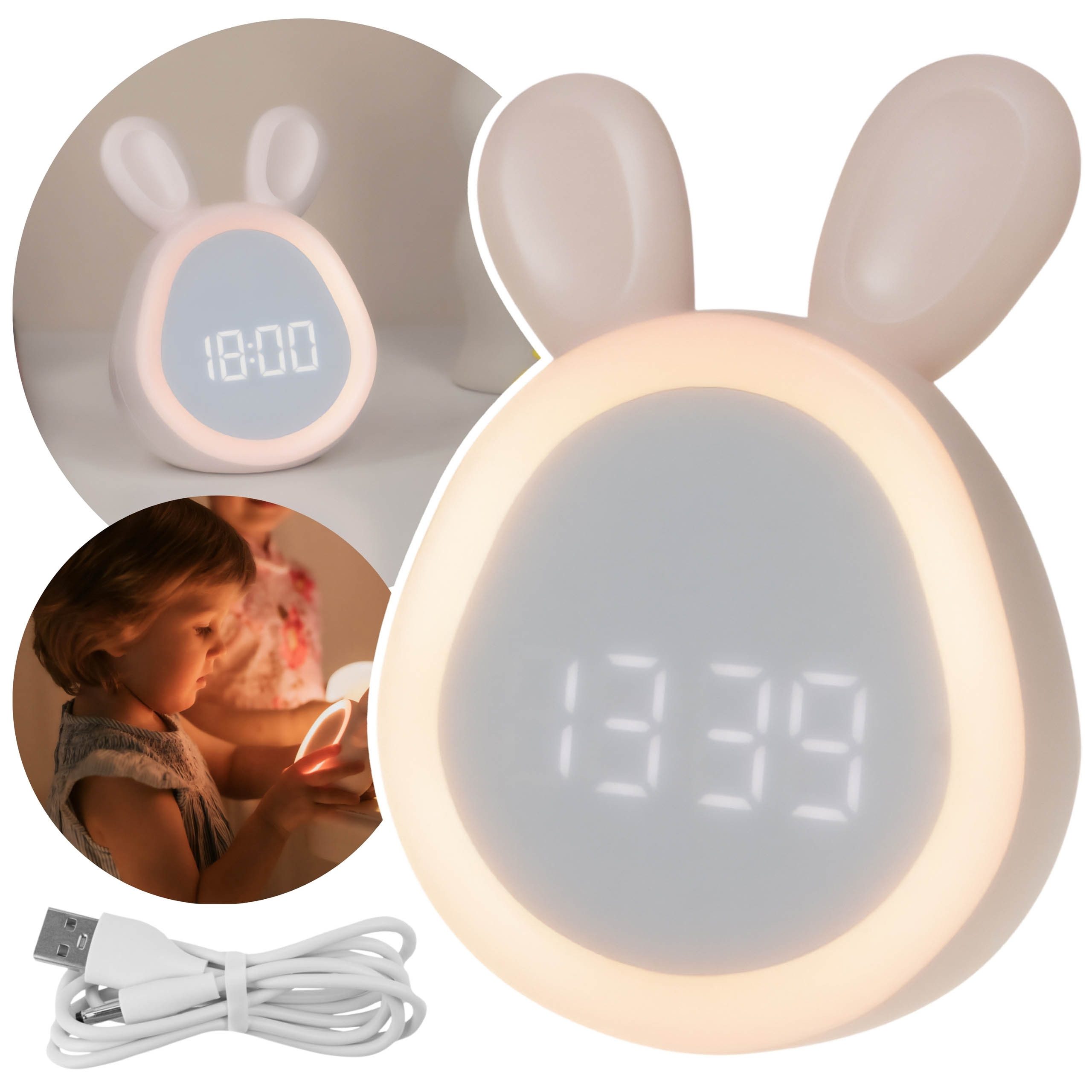 Sarcia.eu Kinderwecker Mary's Elektronischer Kinderwecker mit Display – Hase rosa, USB
