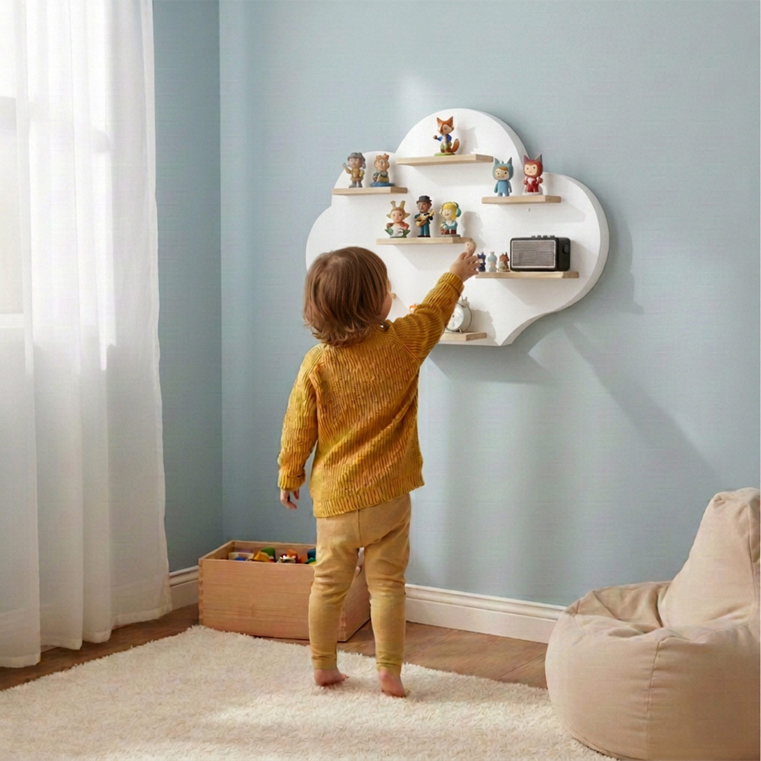 relaxdays Kinderregal Toniebox Regal Wolke, 1-tlg., weiß – Bild 5 von 5