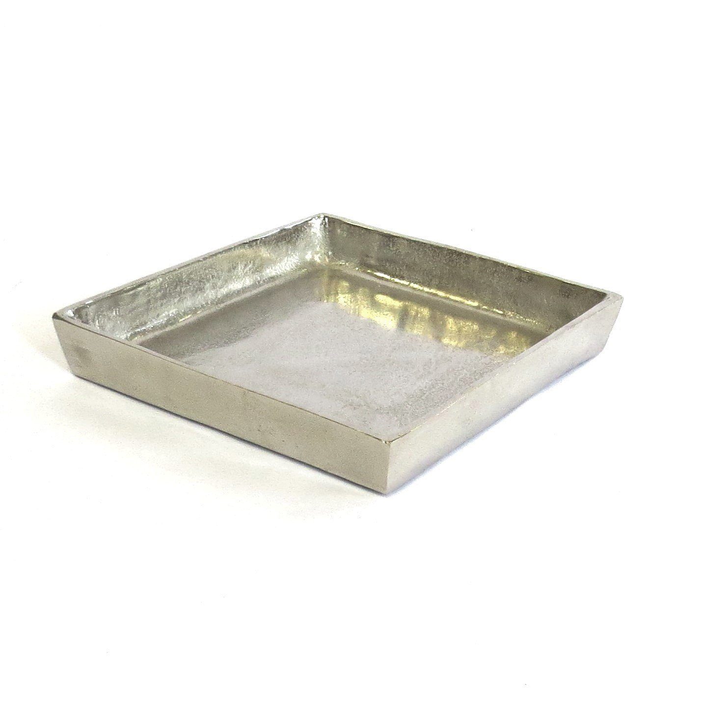 Tisch colmore Dekotablett Silber Teller Metall Quadratisch Untersetzer Schale Modern Platte Deko
