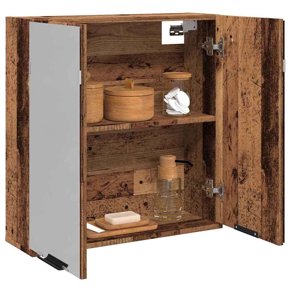 vidaXL Badezimmerspiegelschrank Bad-Spiegelschrank Altholz-Optik 64x20x66,5 cm Holzwerkstoff (1-St)