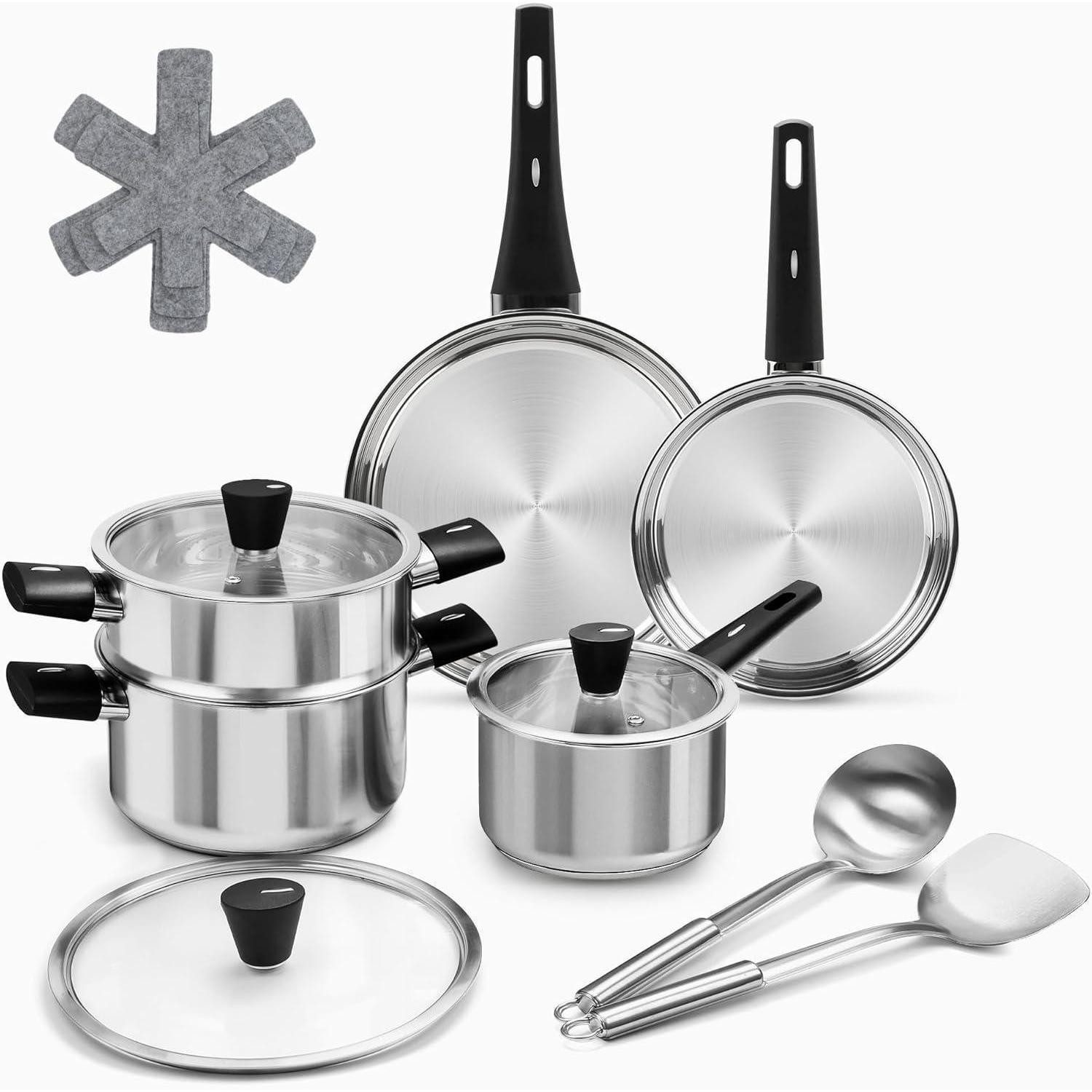 LuxusKollektion Topf-Set Töpfe Pfannen Topfset Edelstahl Induktion 14 Pieces 14