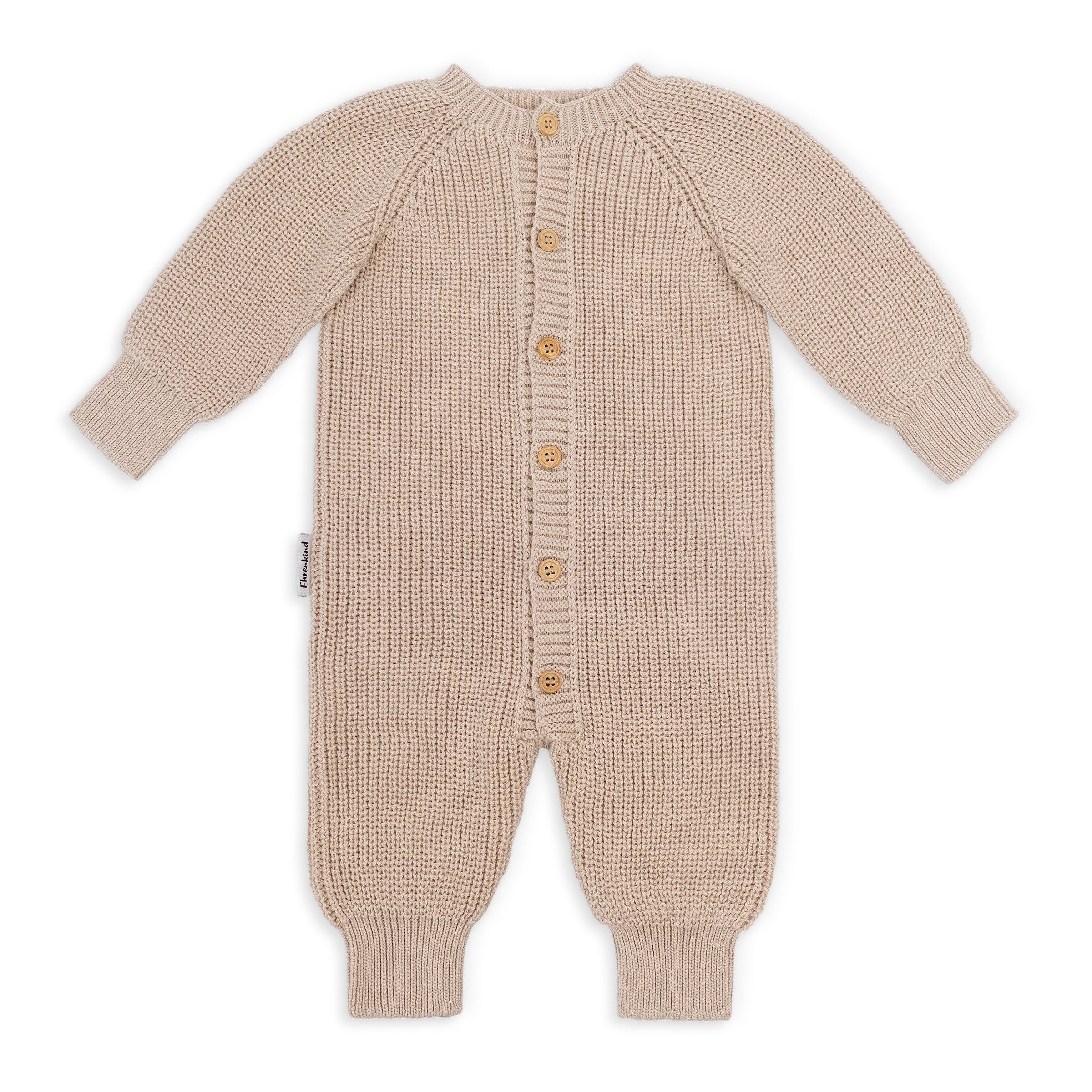 Ehrenkind Strampler Strickoverall Baby aus Bio-Baumwolle mit Knöpfen (Beige, weich & atmungsaktiv, temperaturregulierend) Für jede Jahreszeit