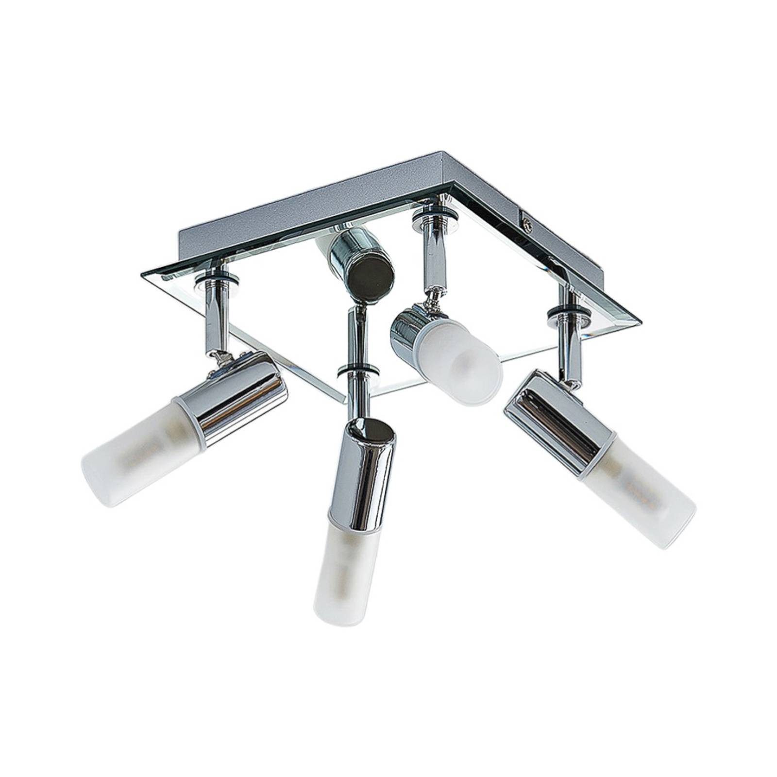 Lindby Deckenleuchten Zela, Metall, Chrom IP44, 4 x 8 W LED günstig online kaufen