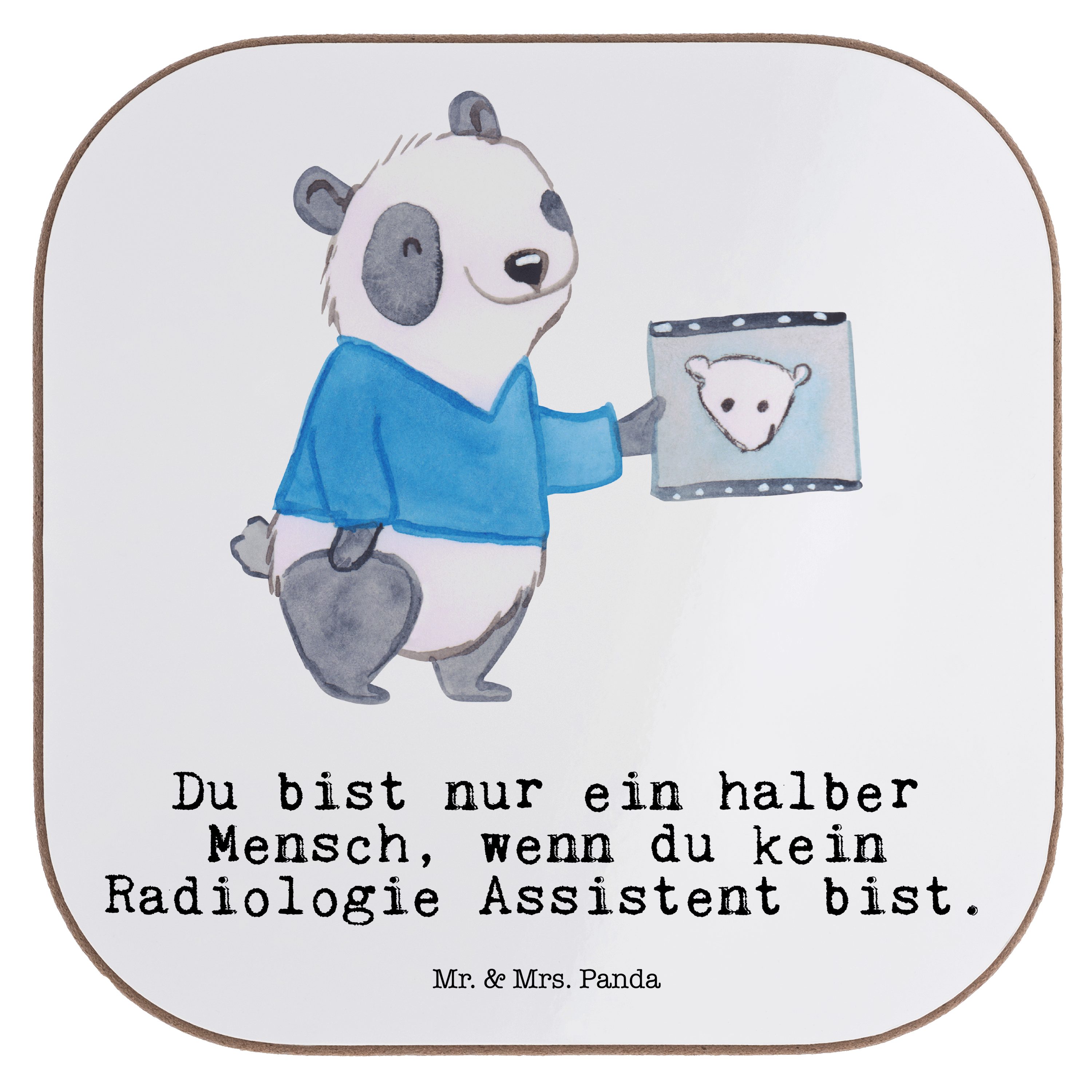 Mr. & Mrs. Panda Getränkeuntersetzer Kollege, 1-tlg. Weiß Getränkeunt, Herz mit Geschenk, - Assistent Radiologie 