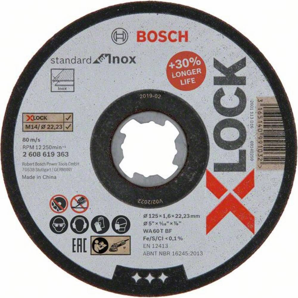 BOSCH Trennscheibe Standard for Inox, T41, 125 x 1.6 x 22.23 mm
