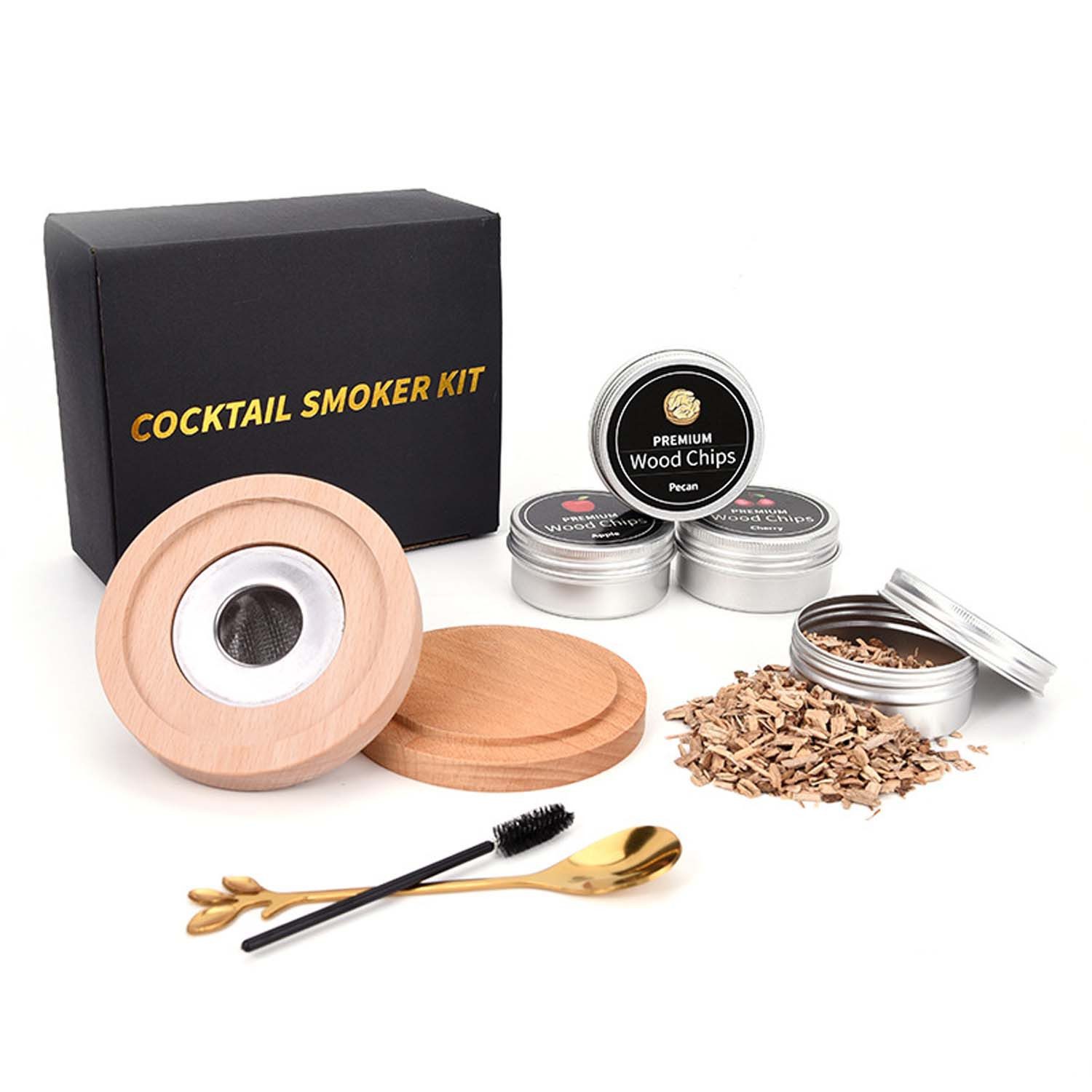 trends for living Cocktail-Set Whisky Geschenkset Cocktail Smoker Kit 4 Holzchips Vatertagsgeschenk