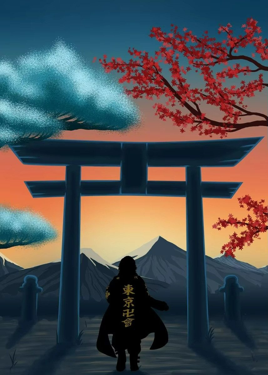 TPFLiving Kunstdruck (OHNE RAHMEN) Poster - Leinwand - Wandbild, Japanische Anime-Figur Tokyo Revengers Mikey Hanma Leinwand (Leinwandbild XXL), Farben: Lila, Schwarz, Grau, Gelb, Rot, Orange -Größe: 20x30cm