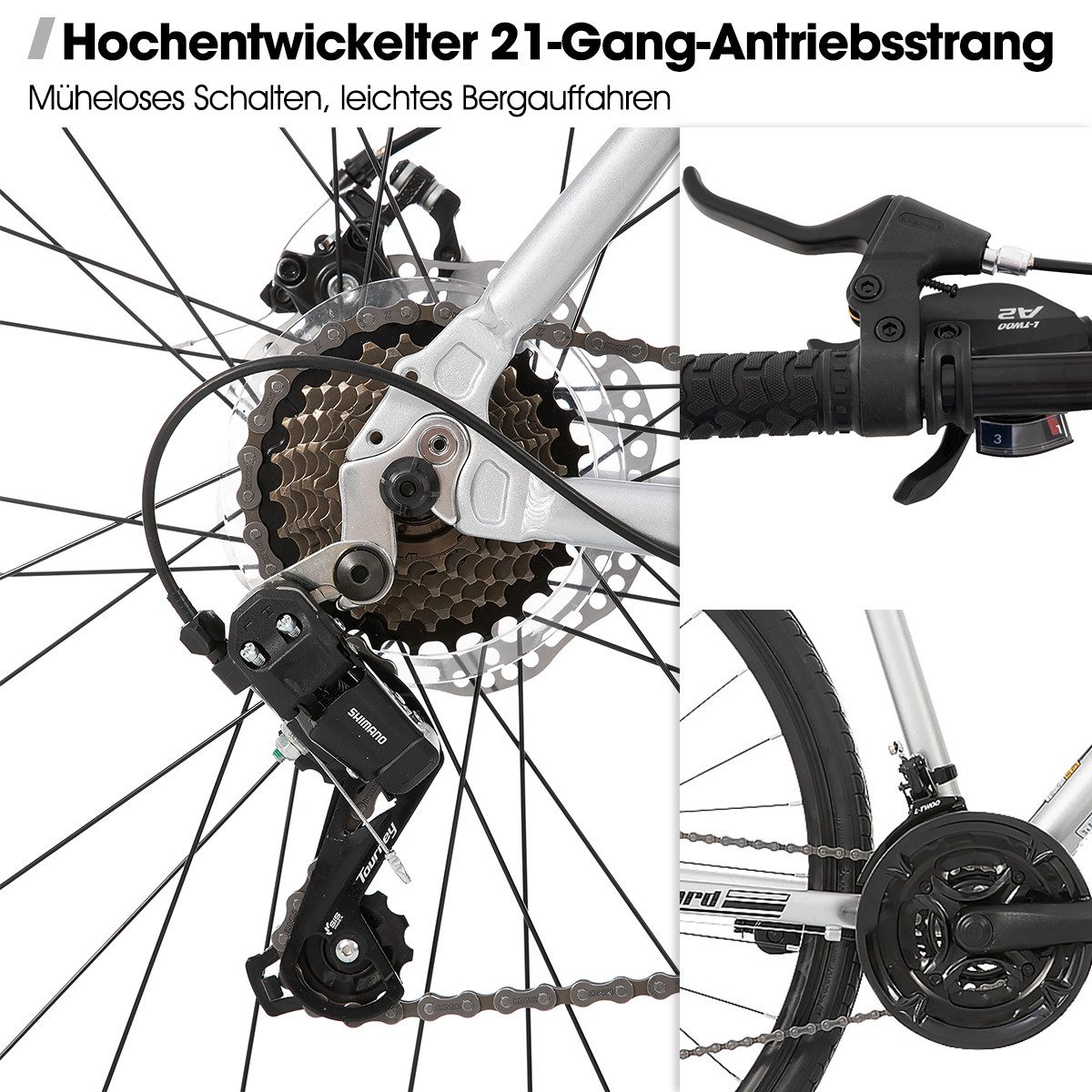 HILAND Rennrad 28 Zoll Rennrad 700C Trekkingrad Rennrad für Damen und Herren, Aluminiumrahmen mit 24 Gang-Schaltung, Scheibenbremse