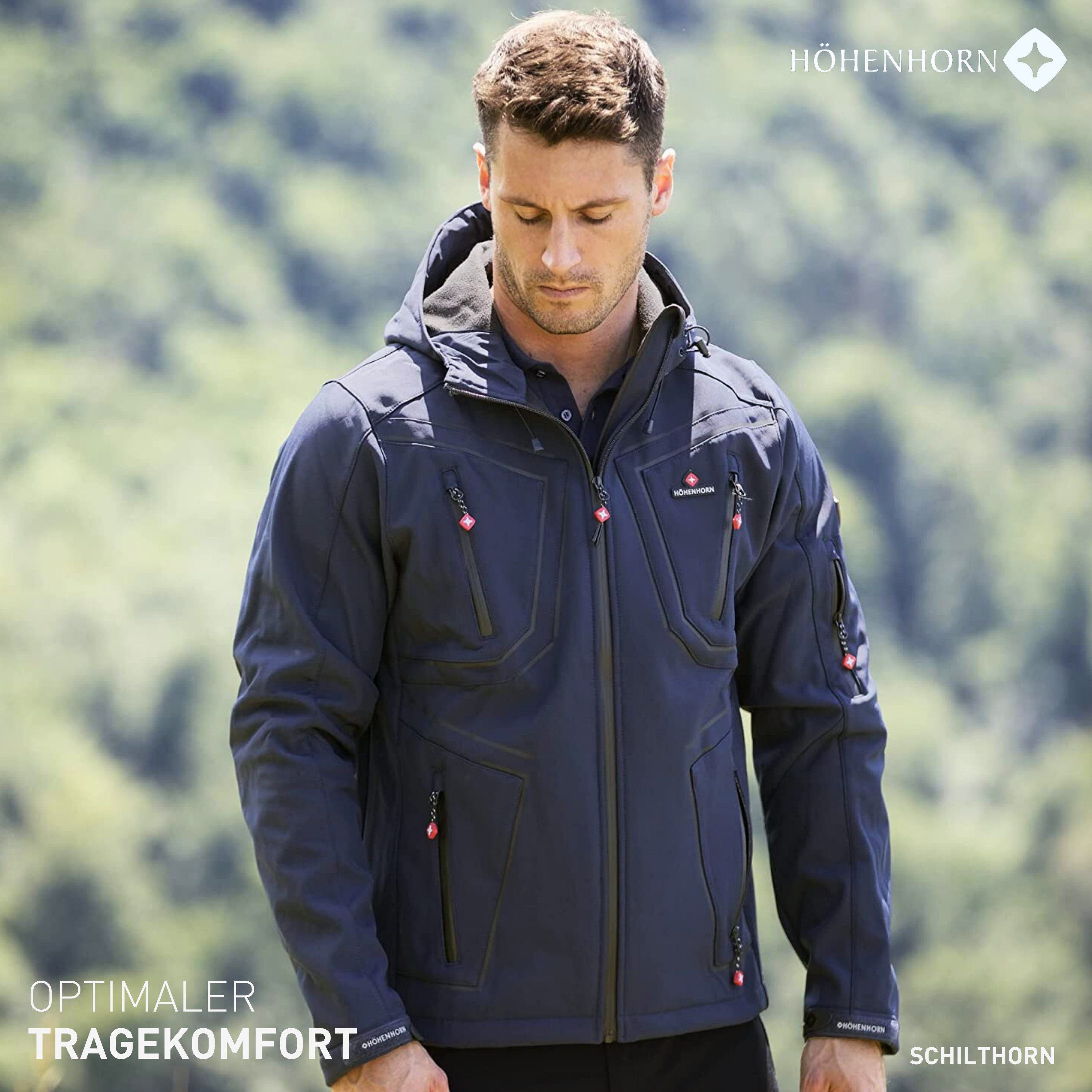 Höhenhorn Softshelljacke Schilthorn Herren Softshell Jacke für Männer Outdoor Funktionsjacke Microfleece-Innenfutter, Atmungsaktiv, Wasserdicht