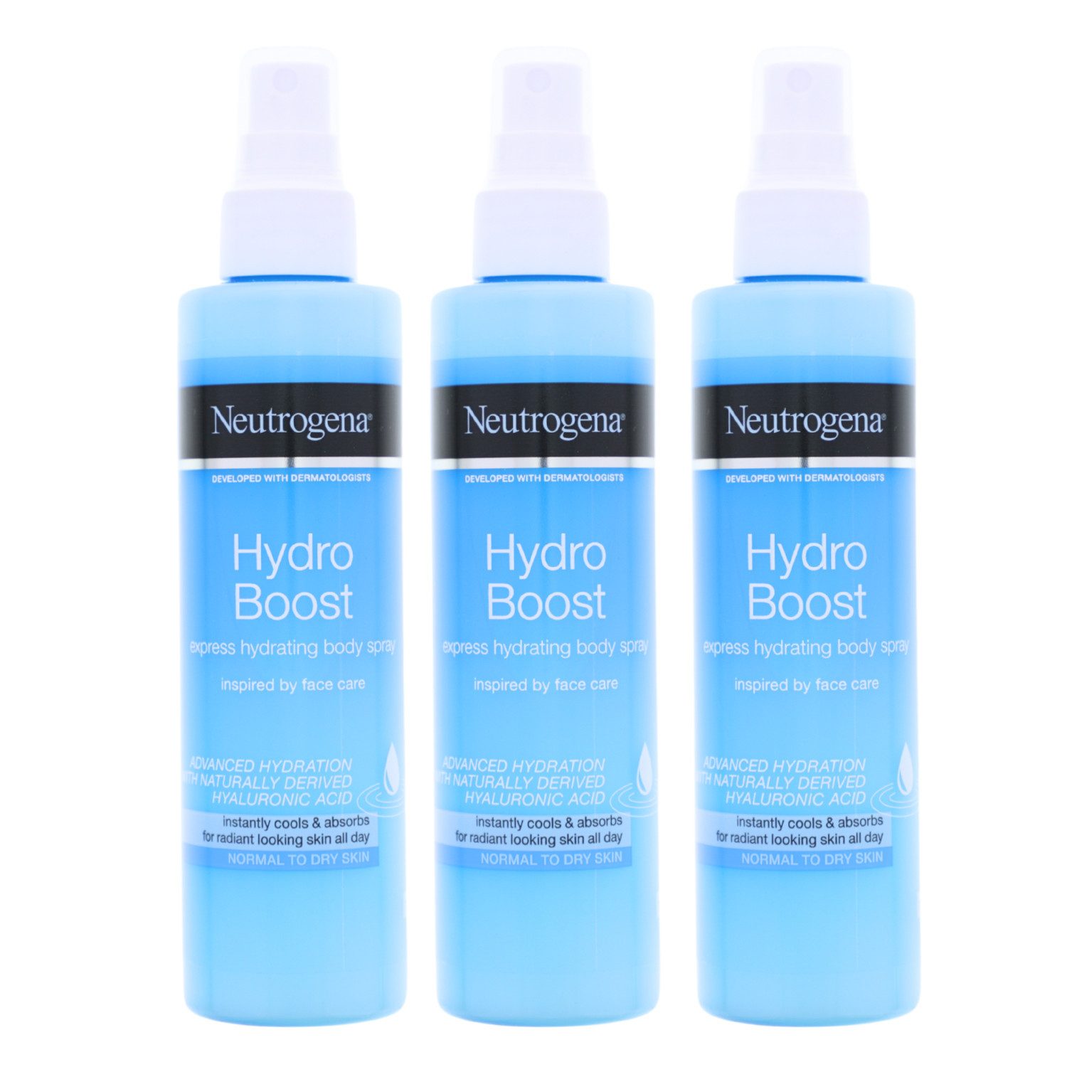 Neutrogena Bodylotion 3x Neutrogena Express Feuchtigkeitsspray für den Körper mit Hyaluronsä