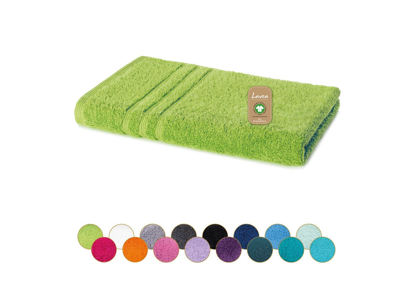 Lavea Handtücher Bali Handtuch 50x100 cm, Sporthandtuch, Fitness-Handtuch, Weiches Bio-Baumwollfrottee (1-St), pflegeleicht, GOTS-zertifiziert, extra saugstark mit 500g/m²