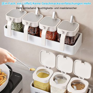 Welikera Gewürzbehälter Küchengewürzdosen-Set,Mit 3/4 Gewürzgläsern, Edelstahl Löffel, (4-tlg)