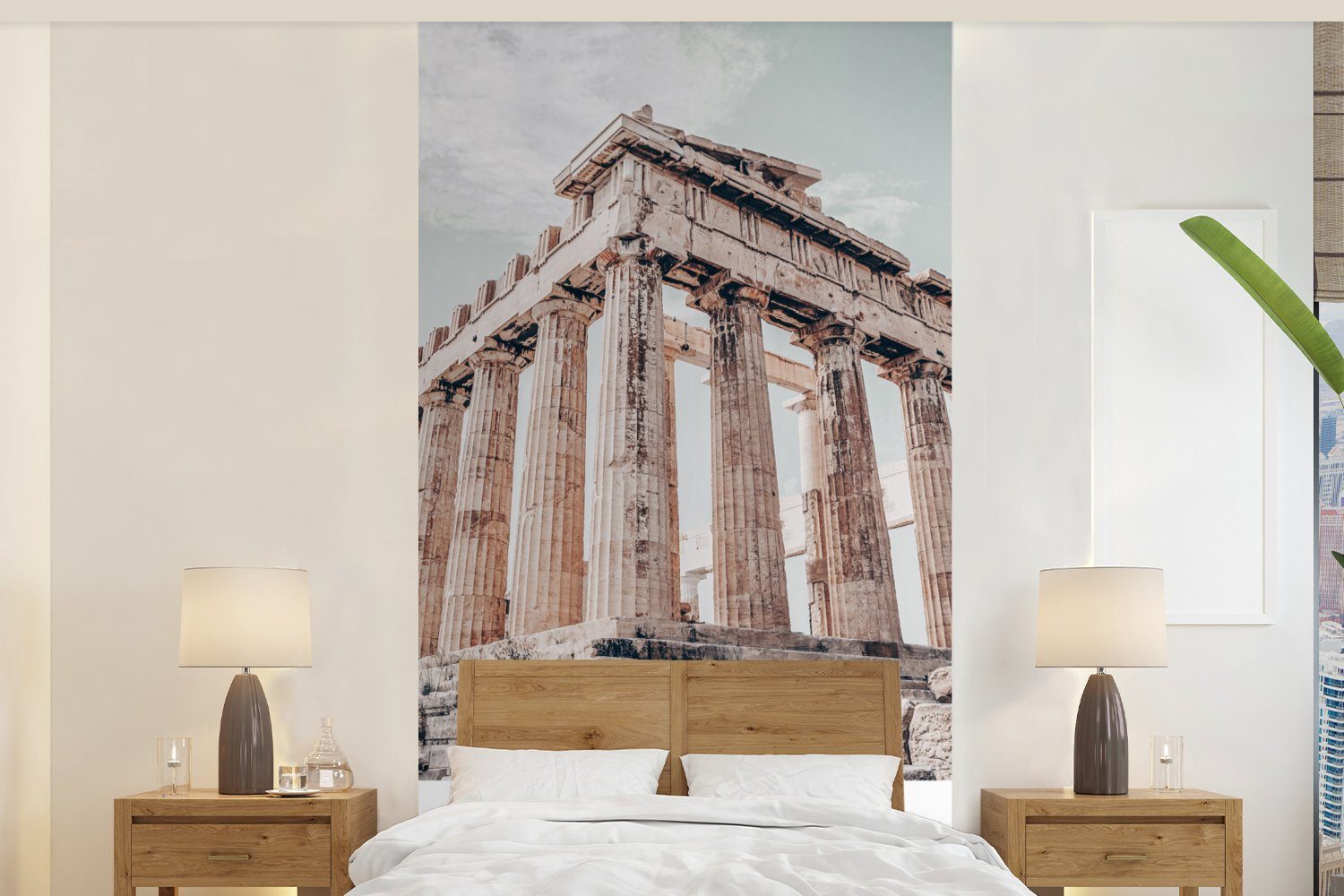 MuchoWow Fototapete Griechenland - Tempel - Athen, Matt, bedruckt, (2 St), Vliestapete für Wohnzimmer Schlafzimmer Küche, Fototapete