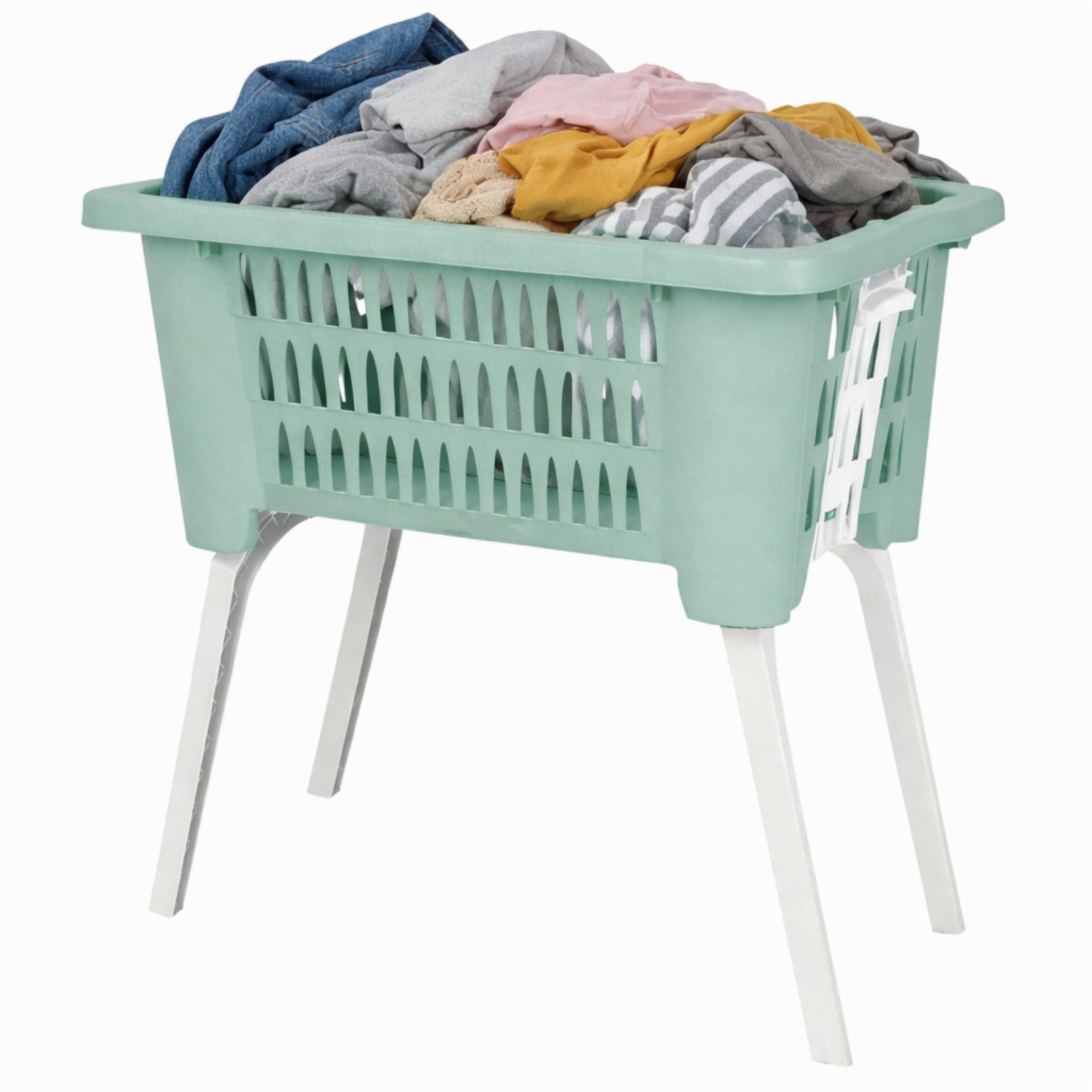 Koopman Wäschekorb Wäschewanne Kunststoff Klappbar Blau / Grün / Grau (1 St., 1), klappbare Füße, Wäschesammler, 38L Volumen, Kunststoff, Camping