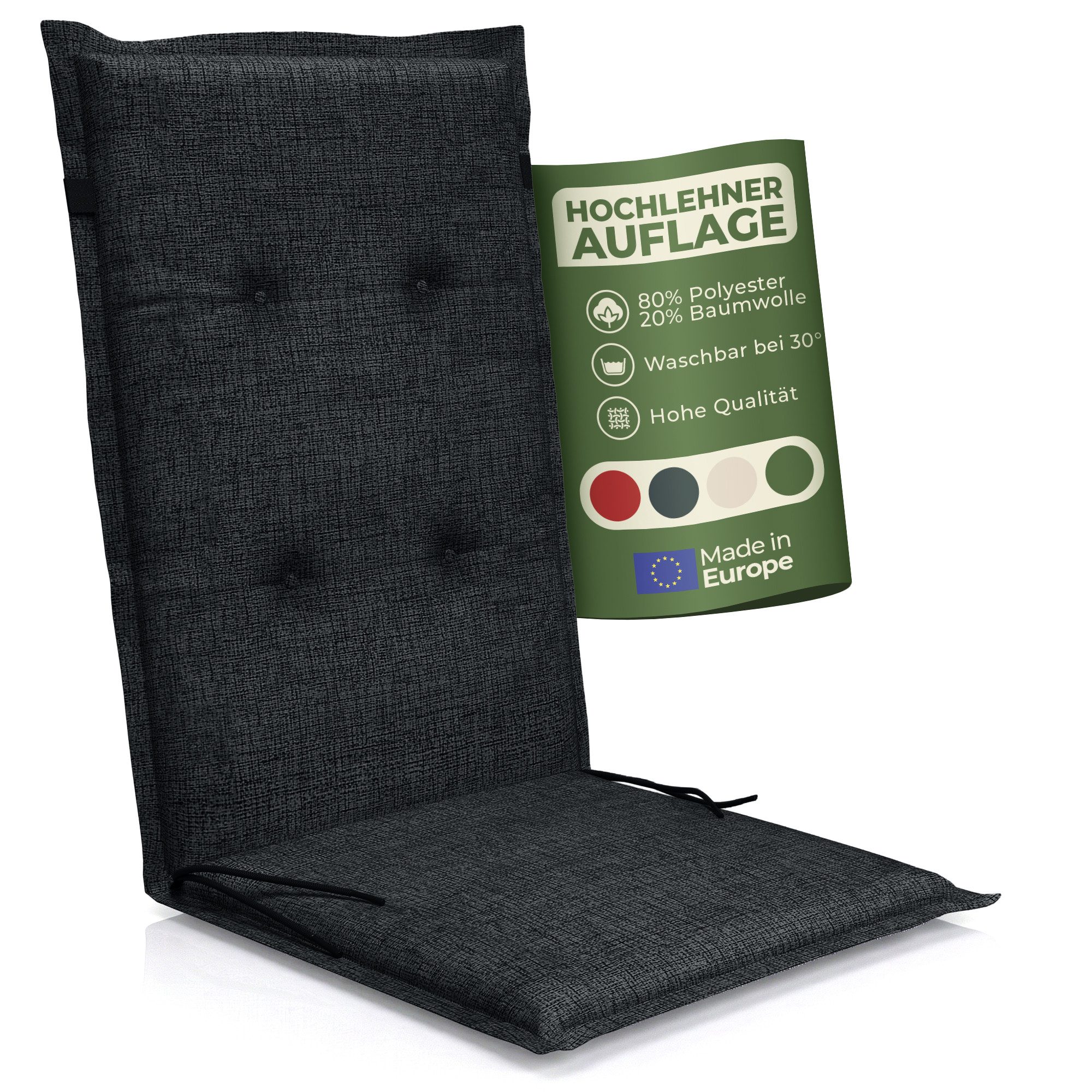 Petsation Hochlehnerauflage Florence Hochlehner Auflage Gartenstuhlauflage mit Schaumstoffpolster, (4 St)