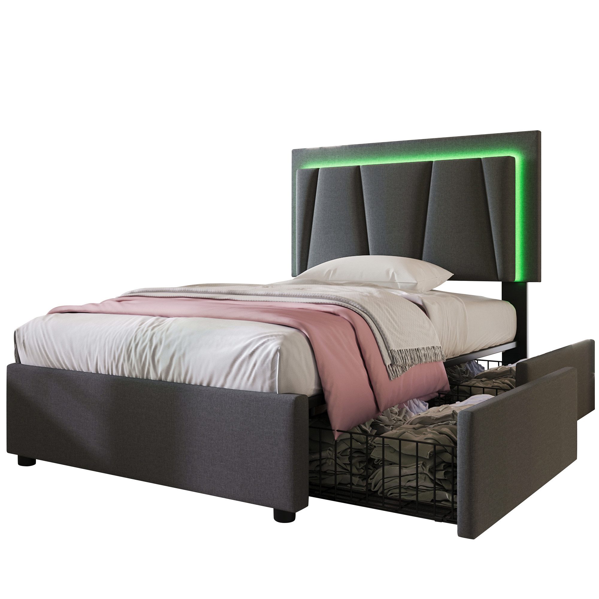 Flieks Polsterbett, LED-Beleuchtung Einzelbett 90x200cm mit günstig online kaufen