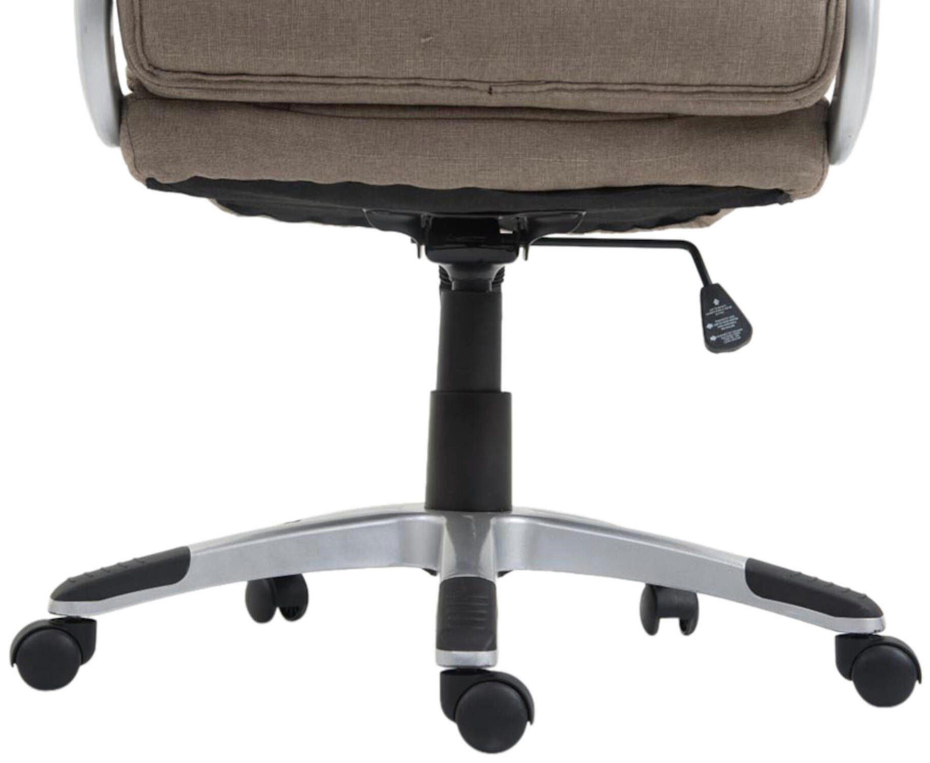 TPFLiving Bürostuhl Texum 360° Gestell: Bürostuhl - taupe Stoff und bequemer Chefsessel, mit 2 Kunststoff Rückenlehne (Schreibtischstuhl, XXL), höhenverstellbar drehbar Sitz: - silber Drehstuhl