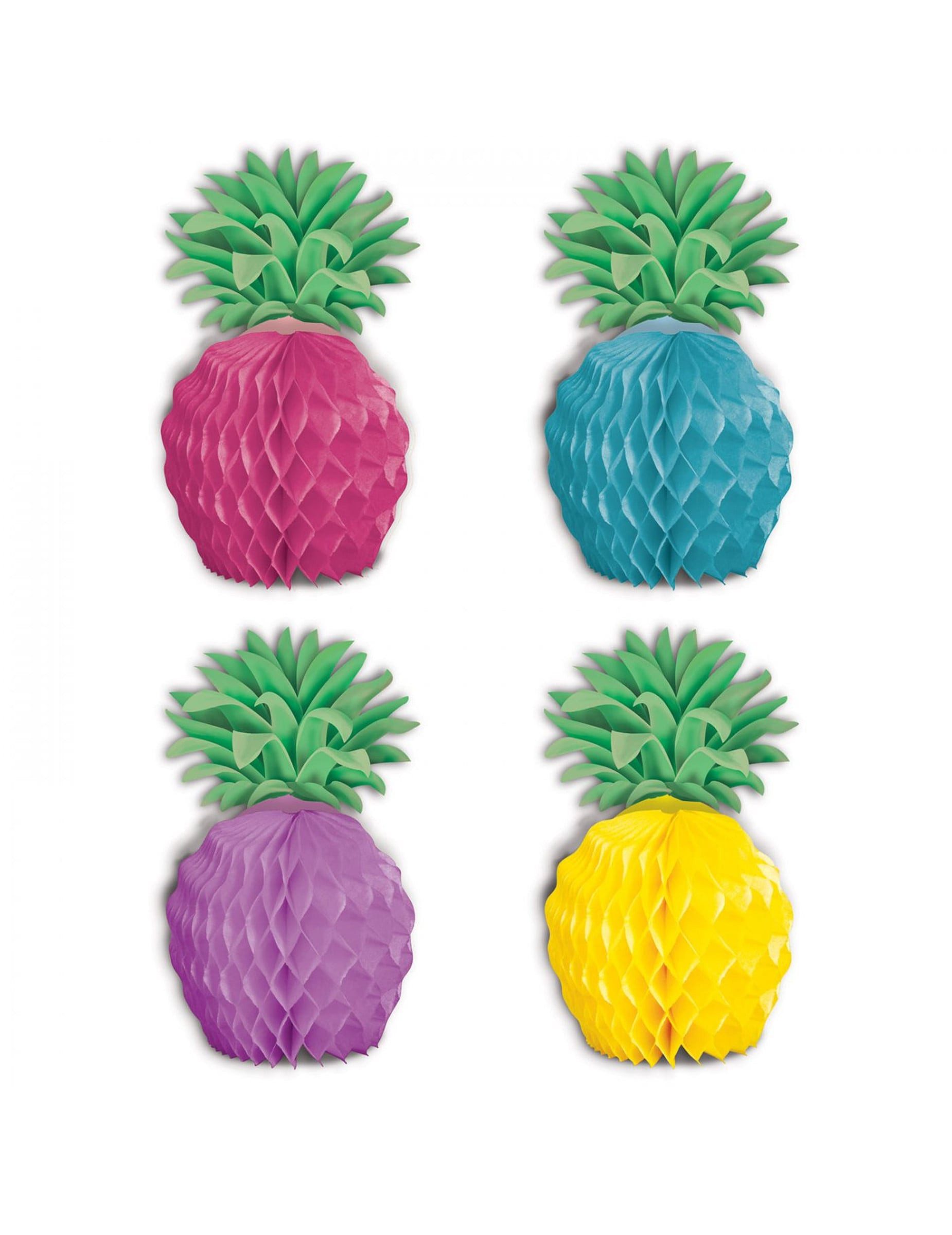 360 Degrees Kostüm Papier-Ananas Tischdeko 8 Stück bunt 12 cm