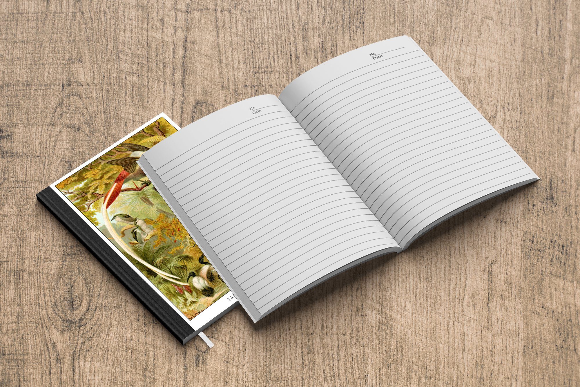 Journal, Antiker Haushaltsbuch Notizbuch MuchoWow Tagebuch, Fliegenschnäpper, Merkzettel, Seiten, Vogeldruck Notizheft, A5, 98
