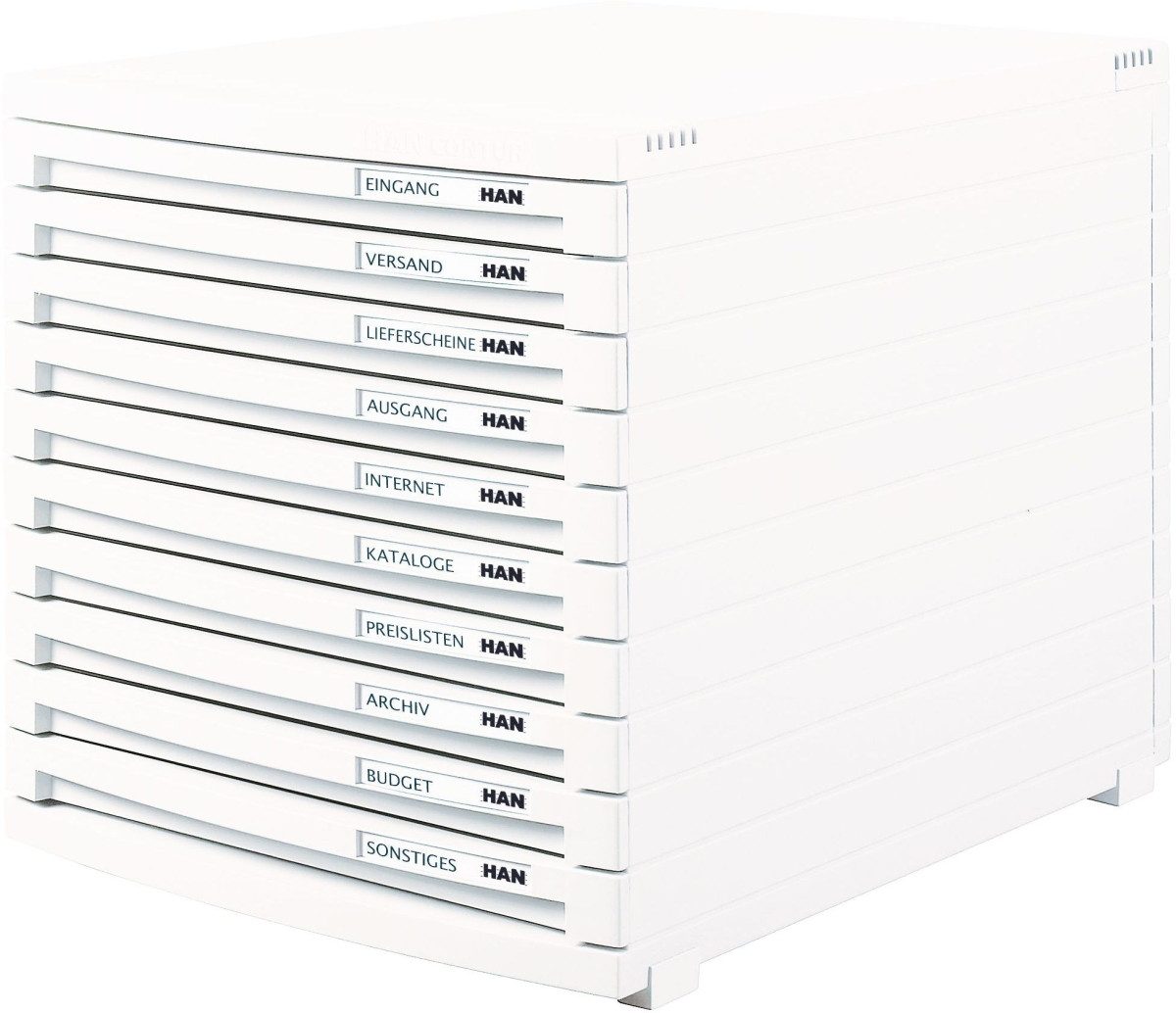 HAN-Bürogeräte Organizer Schubladenbox Contur 10 geschlossene Schübe lichtgrau