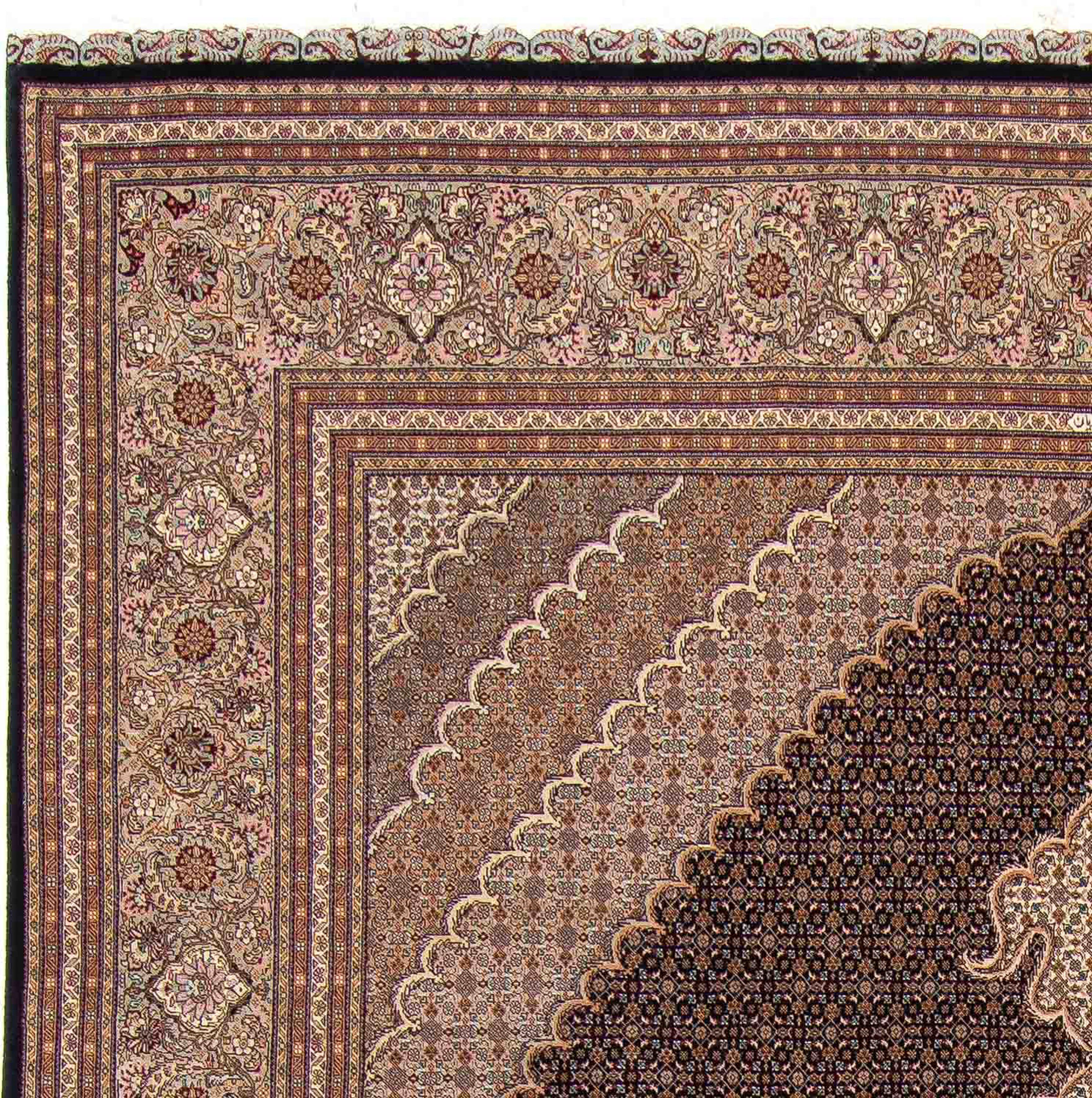 Orientteppich Perser 10 mm, 253 Einzelstück - - rechteckig, hellbraun, cm Höhe: 354 Täbriz x - Handgeknüpft, mit Wohnzimmer, Zertifikat morgenland