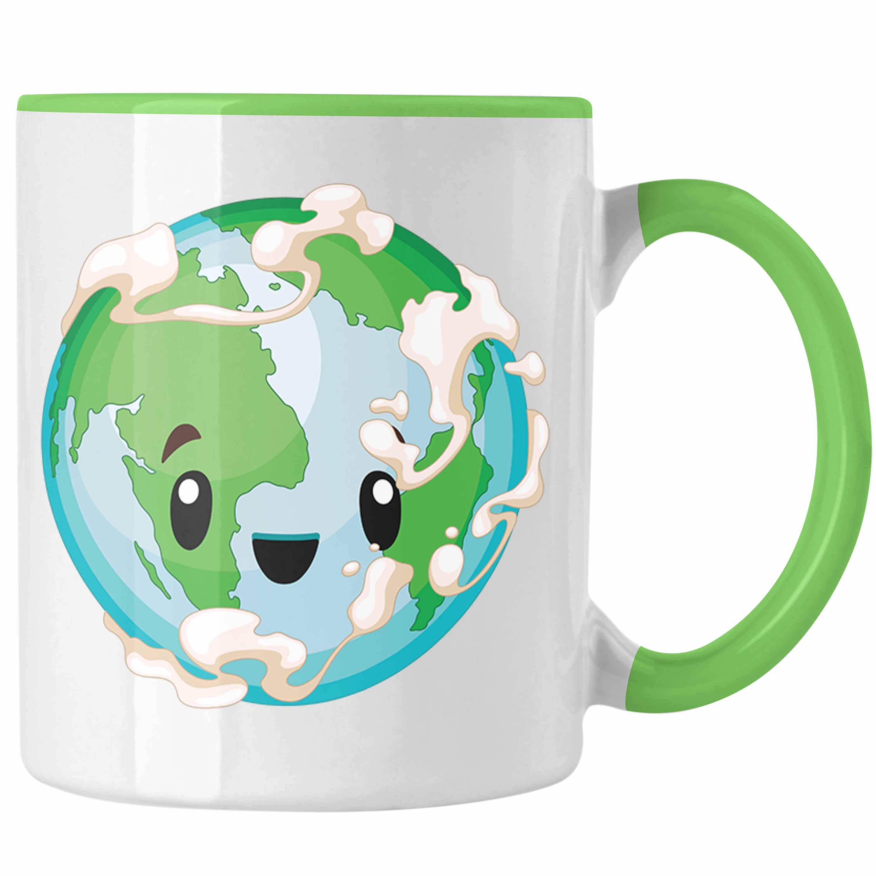 Trendation Tasse Save the Earth Tasse Umweltschutz-Fans Geschenk für Umweltbewusste Grün