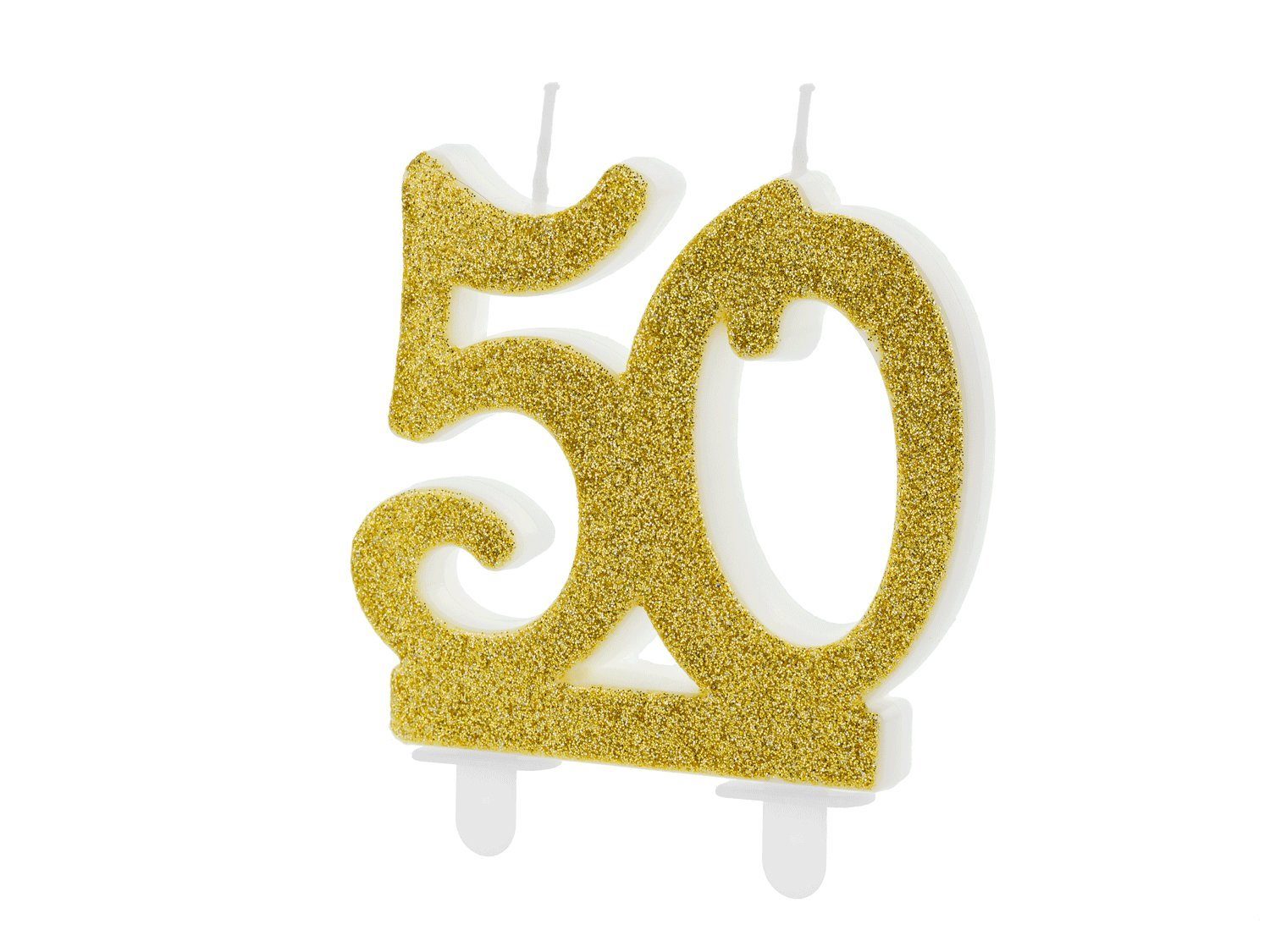 partydeco Geburtstagskerze, Geburtstagskerzen 50 Jahre 7.5cm, gold / glitzer