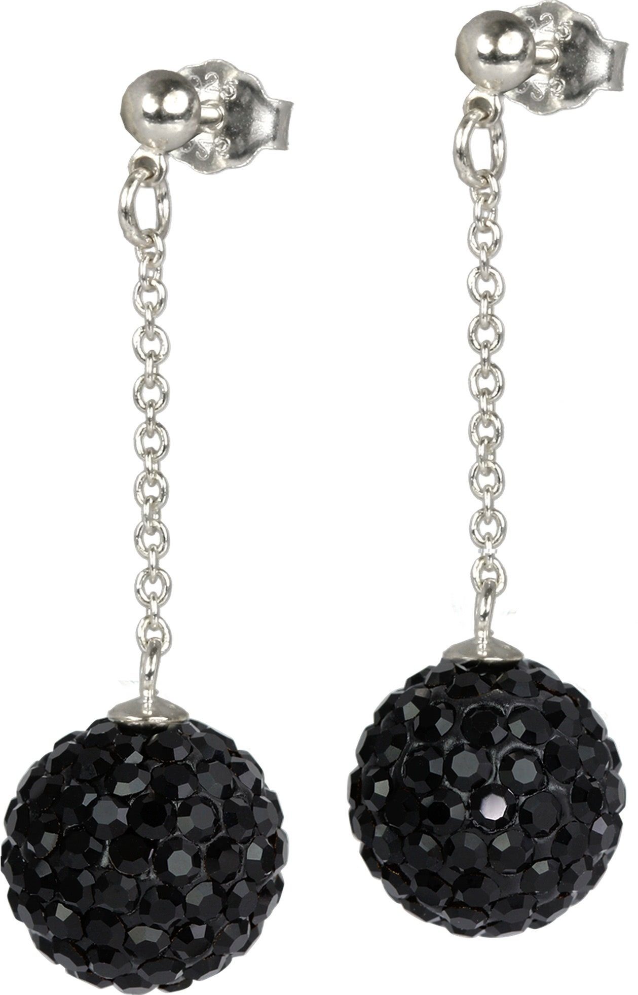 SilberDream Paar Ohrhänger SilberDream schwarz Kugel Ohrringe (Ohrhänger), Damen Ohrhänger kugel 925 Sterling Silber, schwarz