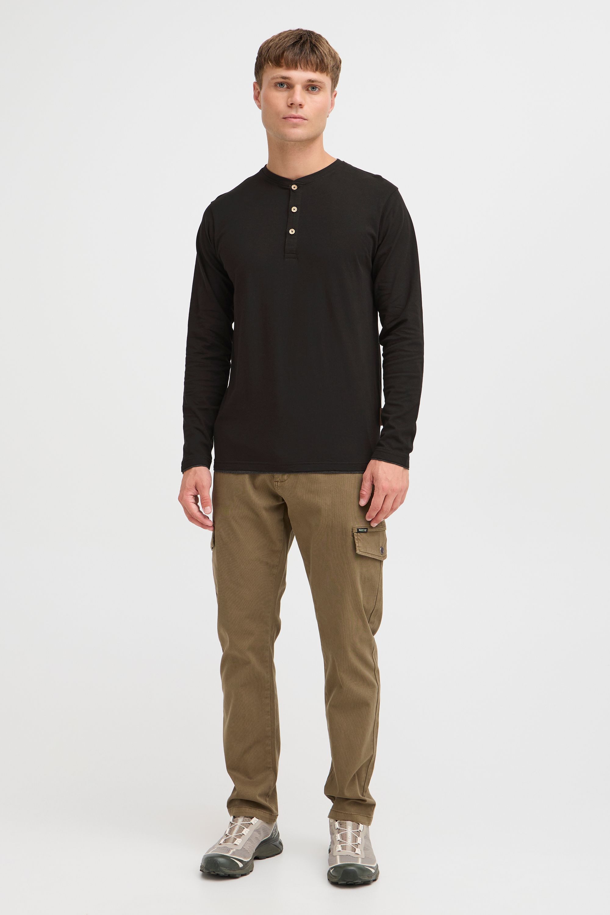 Indicode Rundhalsshirt IDGifford Longsleeve mit Knopfleiste