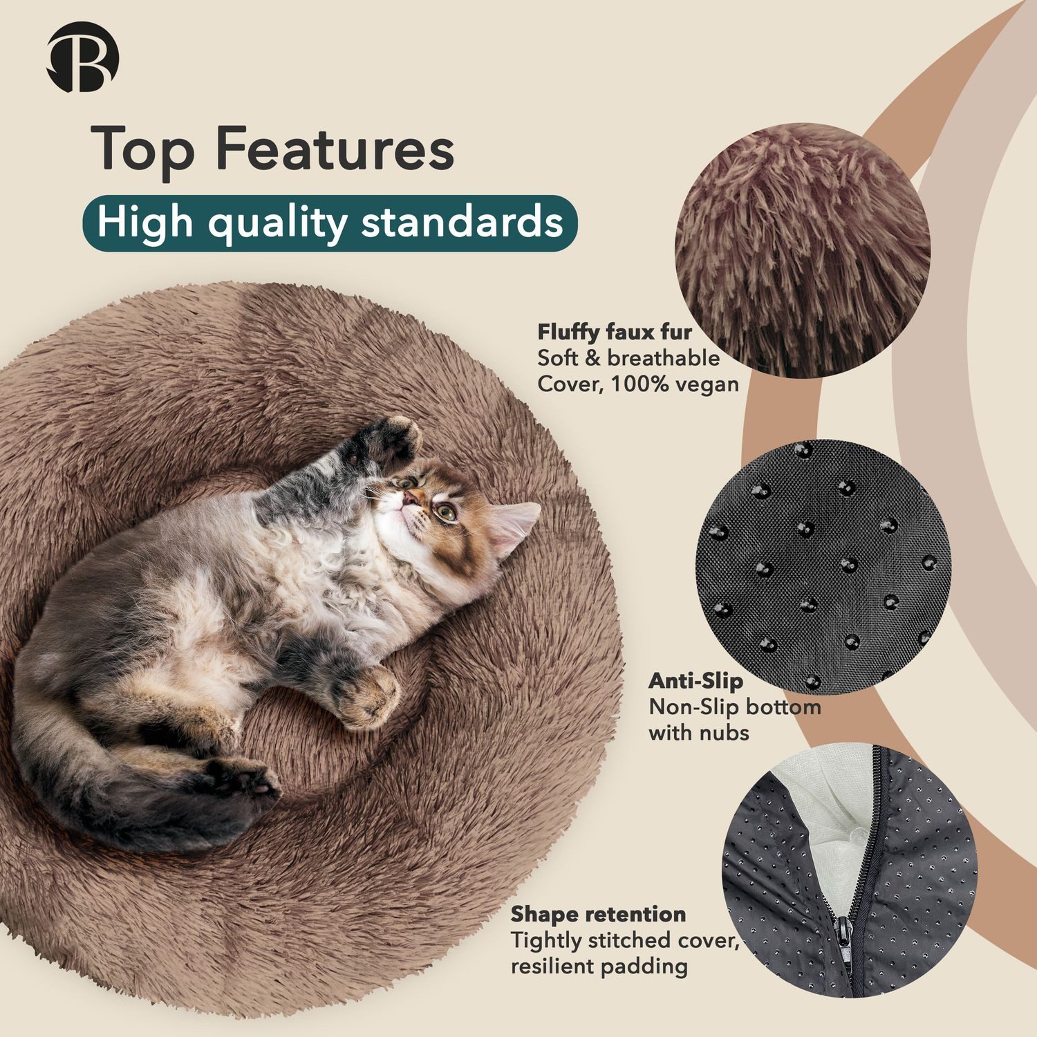 Bluzelle Tierbett Premium Hundebett Hundekissen Donut / Katzenbett Katzenki günstig online kaufen