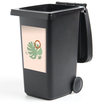 MuchoWow Wandsticker Blatt - Pflanzen - Pastell (1 St), Mülleimer-aufkleber, Mülltonne, Sticker, Container, Abfalbehälter